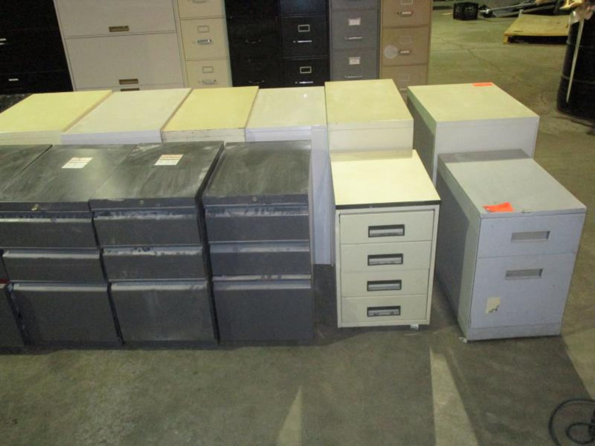 (9) Metal Filing Cabinets, w/ 2 - 3 Drawers, Some Lockable, Assorted Colors, Sizes, Brands Lockable, - Image 3 of 3