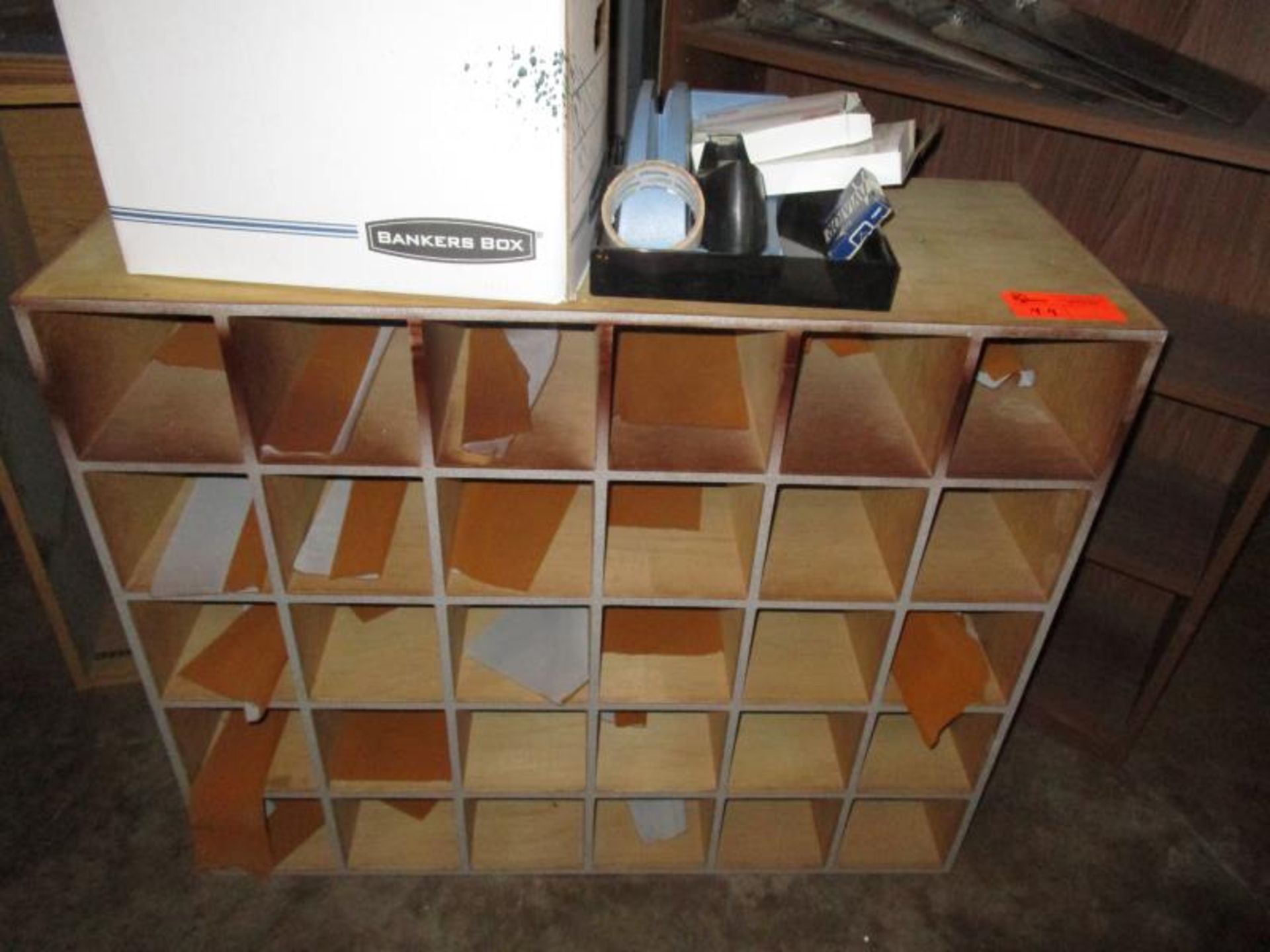 Lot - (3) Asst. Book Shelves - 2 w/ No Shelves, (1) Cubby Storage - 30 Cubbies, Office Supplies ( - Image 2 of 4