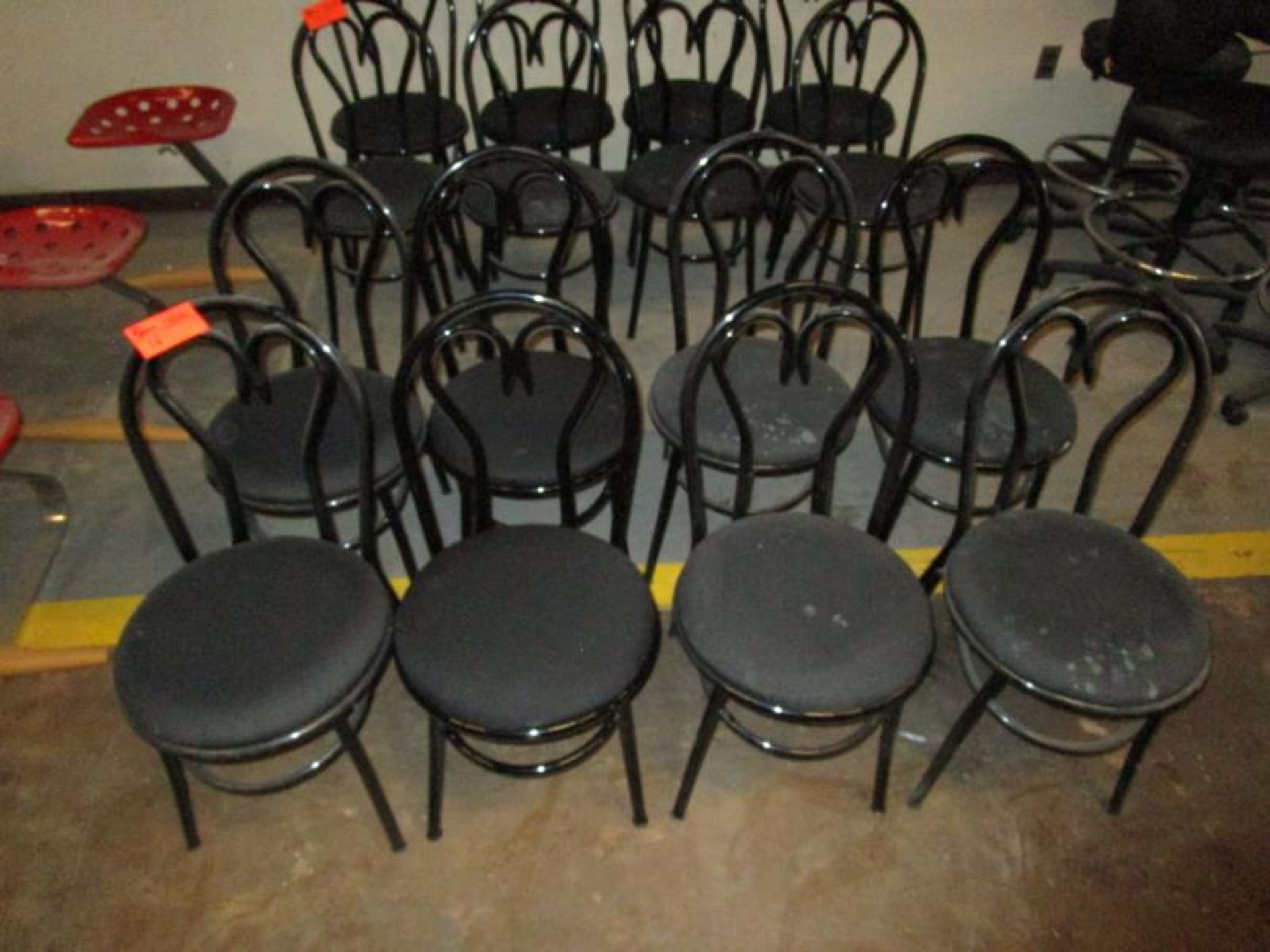 (8) Black Dining Chairs, Upholstered Seat, Metal Base / Back, By MLP Sealing Corp - USA, No.2 - Some - Image 2 of 6