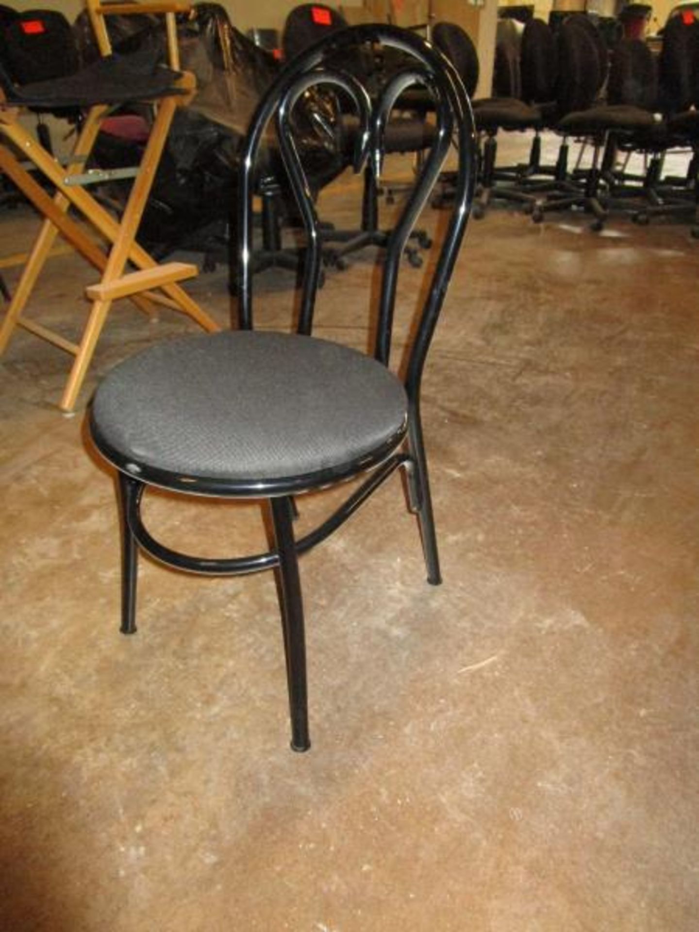 (8) Black Dining Chairs, Upholstered Seat, Metal Base / Back, By MLP Sealing Corp - USA, No.2 - Some - Image 5 of 6