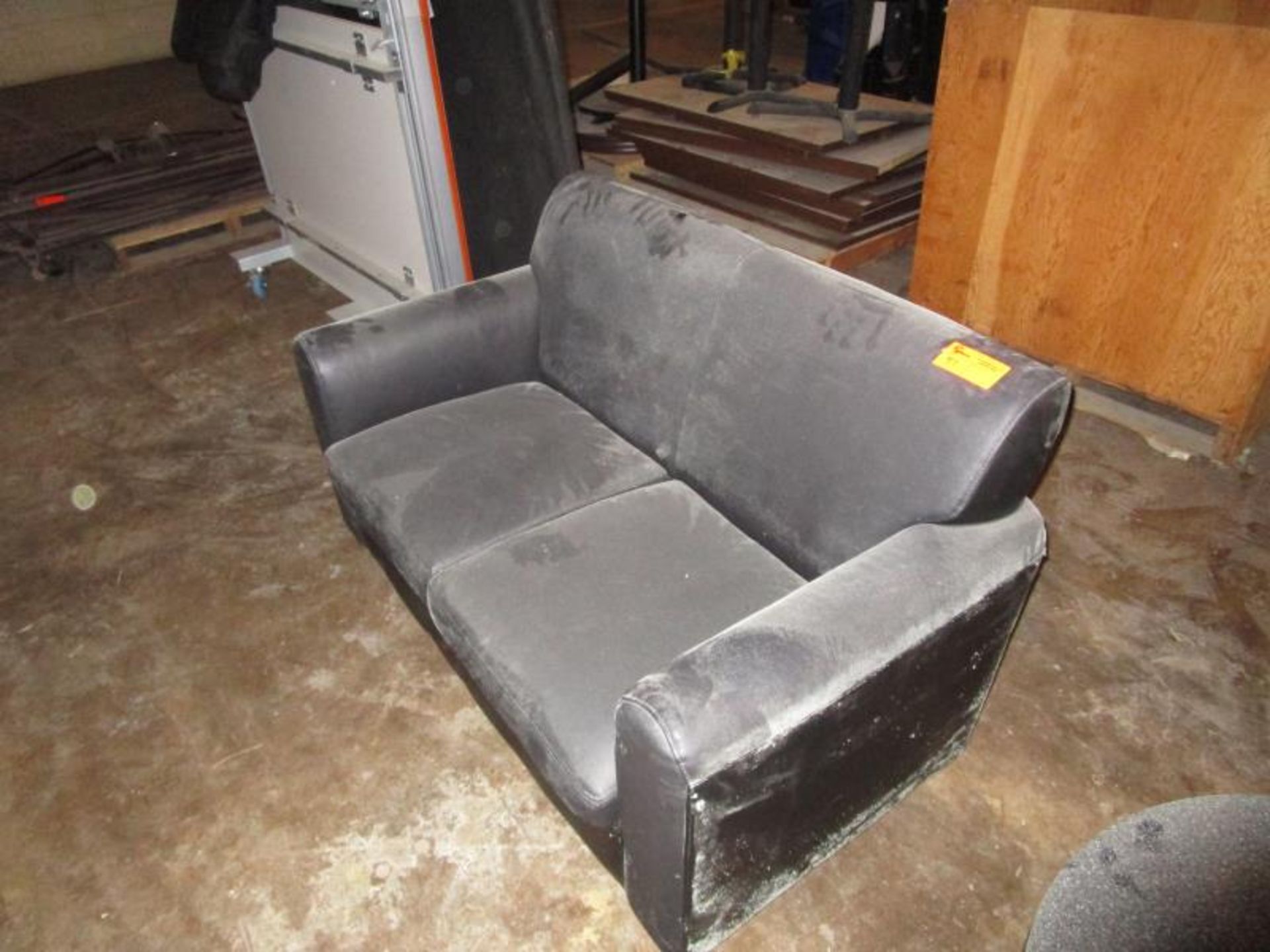 Black Vinyl Love Seat - 2 Section - Image 2 of 3