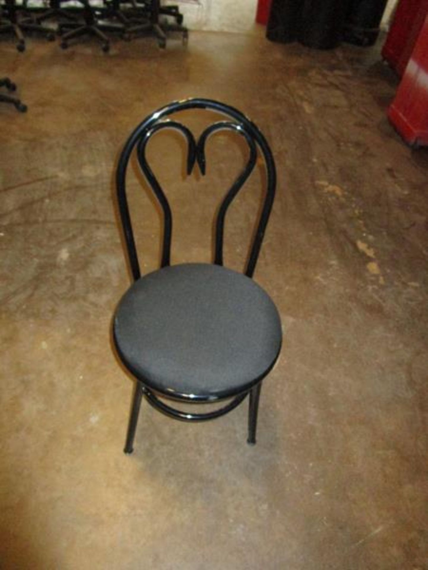 (8) Black Dining Chairs, Upholstered Seat, Metal Base / Back, By MLP Sealing Corp - USA, No.2 - Some - Image 4 of 6