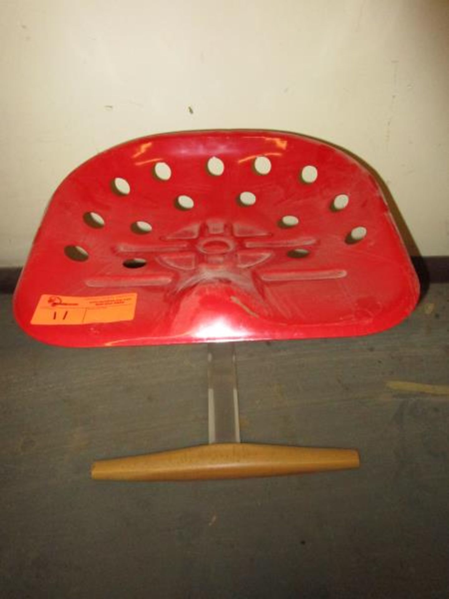 (1) Stool / Chair w/ Red Metal Seat, Metal Base w/ Wood Front Piece w/ Wood Front Piece - Image 2 of 4