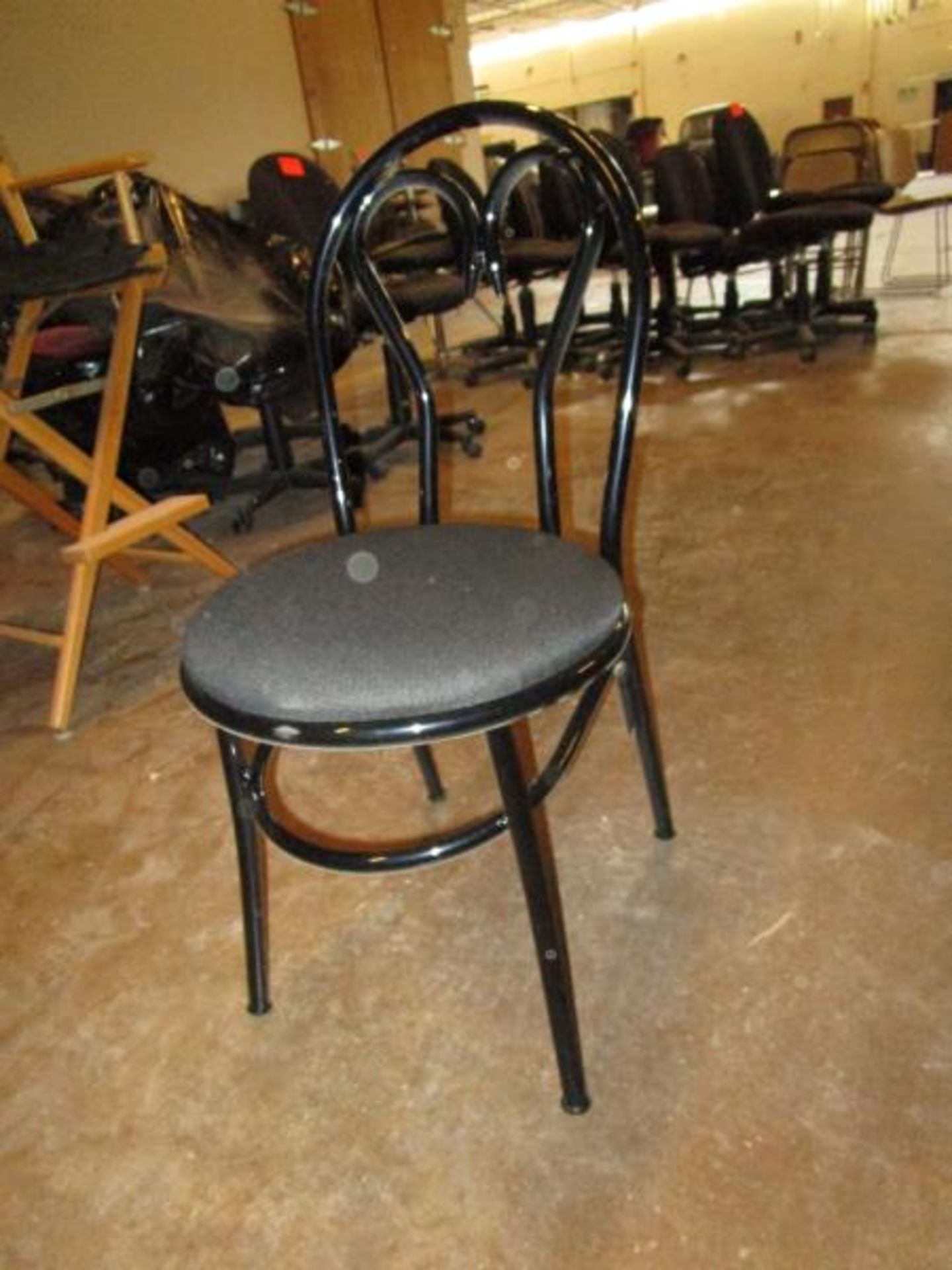 (8) Black Dining Chairs, Upholstered Seat, Metal Base / Back, By MLP Sealing Corp - USA, No.2 - Some - Image 6 of 6