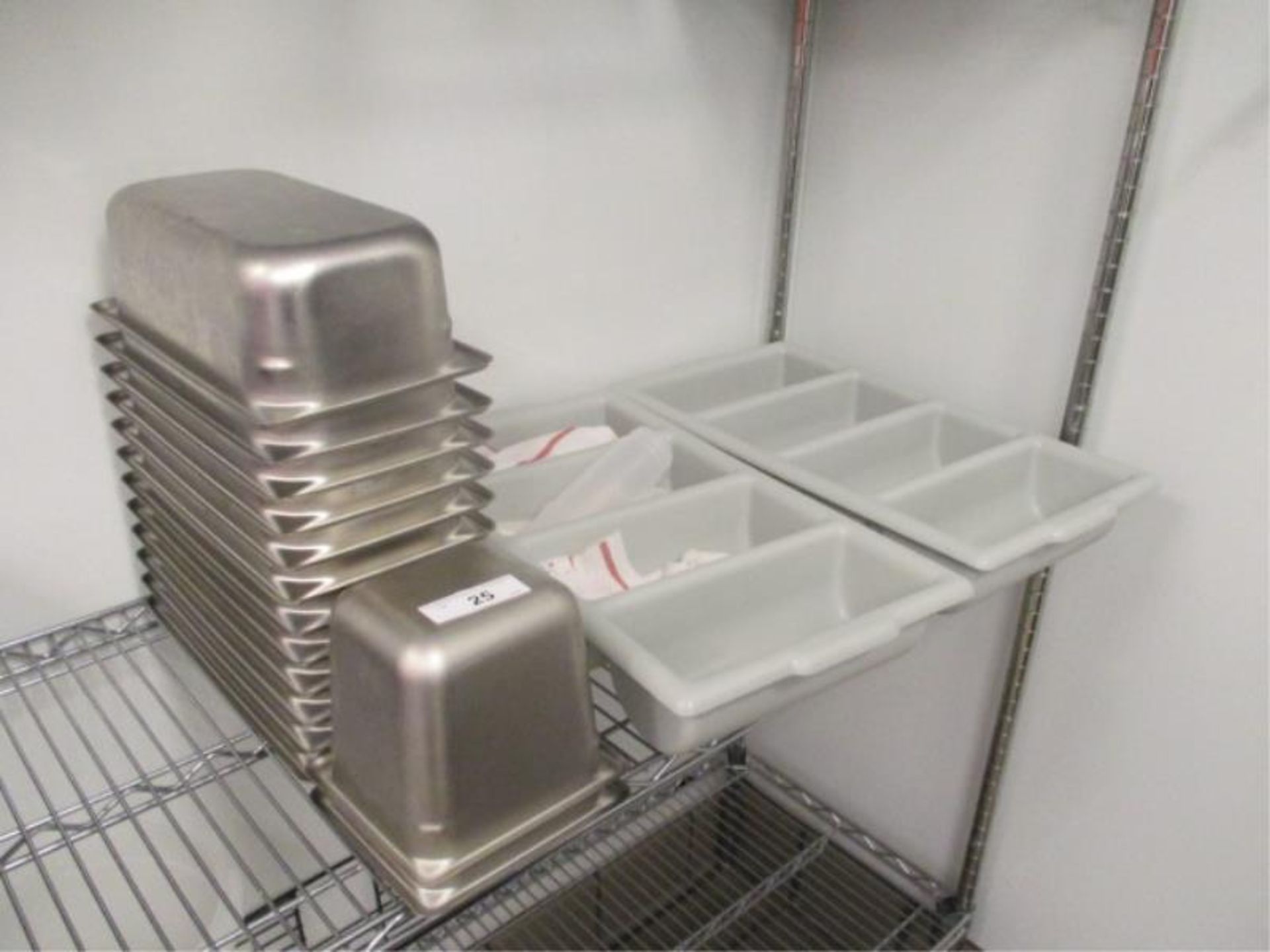 14 stainless steel inserts & 2 utencil trays