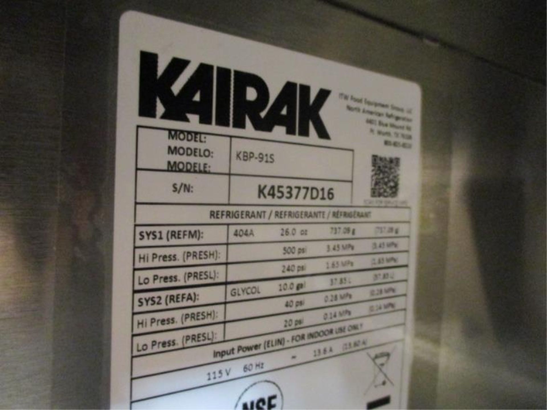 Sandwich prep KY Kairak, 3 lower doors, Model KBP-91S, Serial #K45377D16 - Image 8 of 11