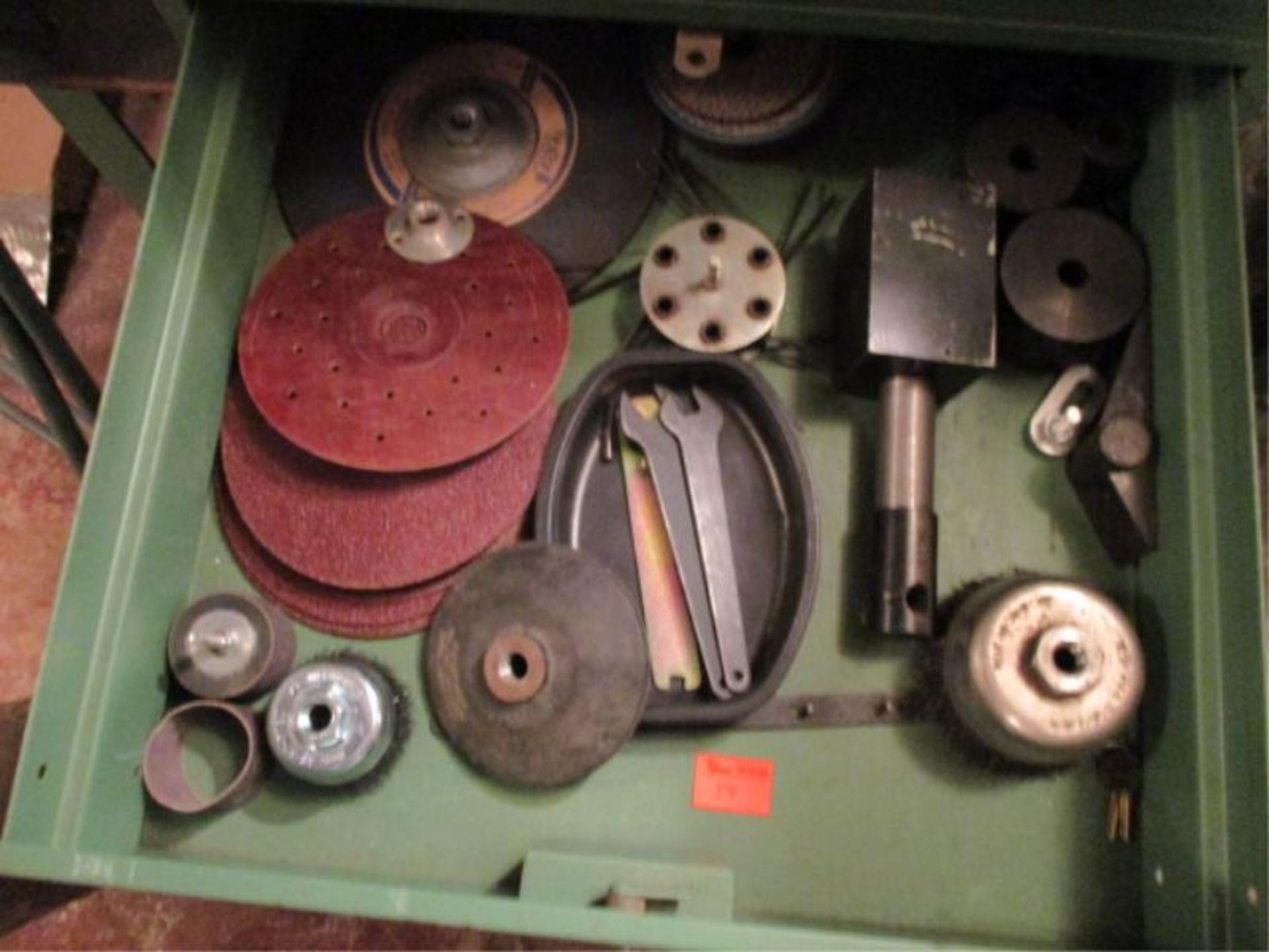 2 Drawer Metal Box Including: Wire Brushes. Cables, Gloves, Grinding / Wire Brush Attachments - Image 3 of 3