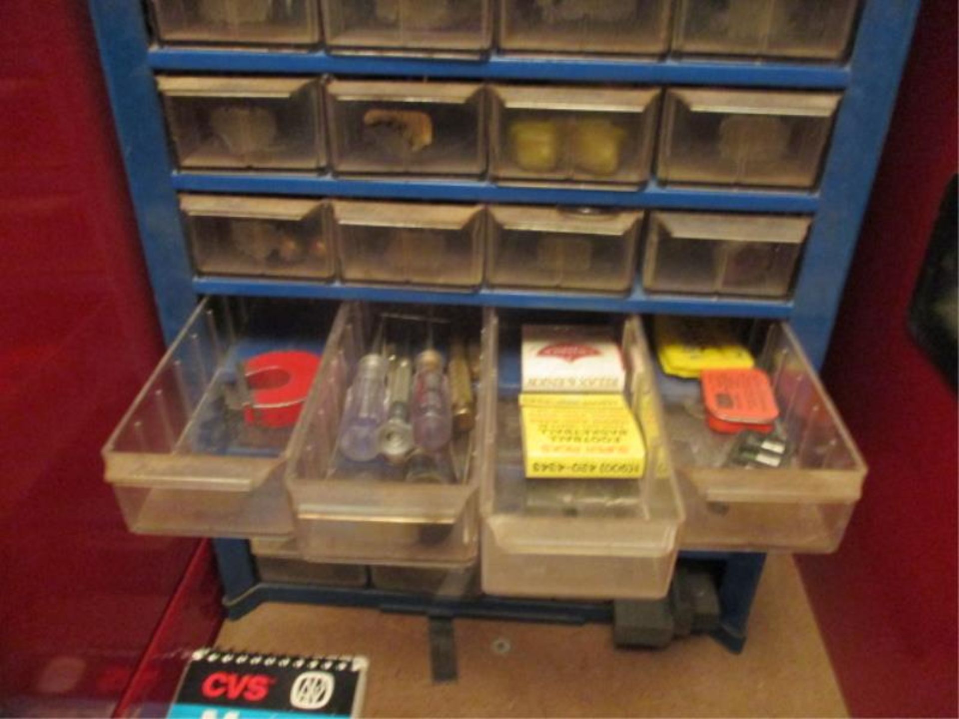 Small Parts Cabinet w/ Tape Measures, Magnet, Chalk, Misc. - Image 2 of 5
