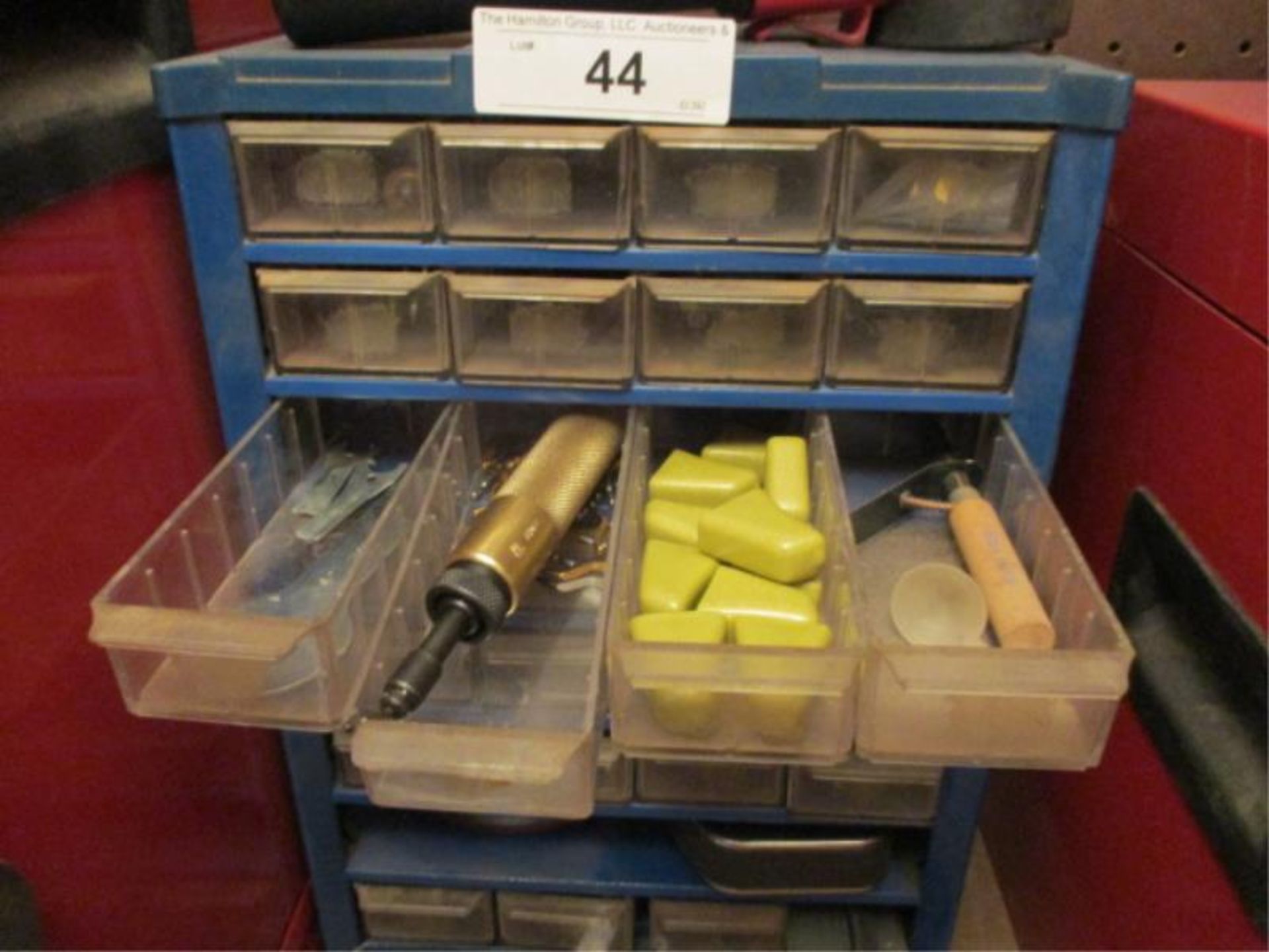Small Parts Cabinet w/ Tape Measures, Magnet, Chalk, Misc. - Image 4 of 5
