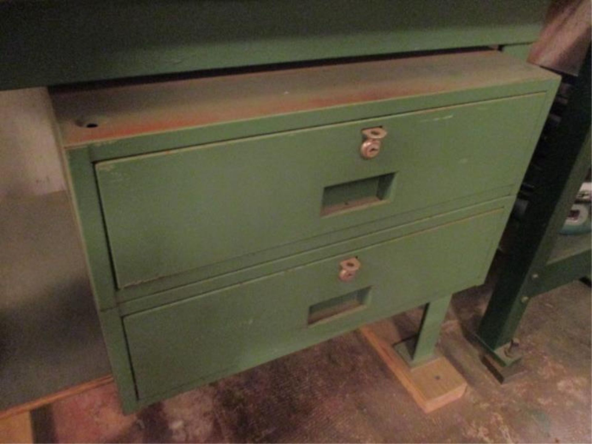 2 Drawer Metal Box Including: Wire Brushes. Cables, Gloves, Grinding / Wire Brush Attachments