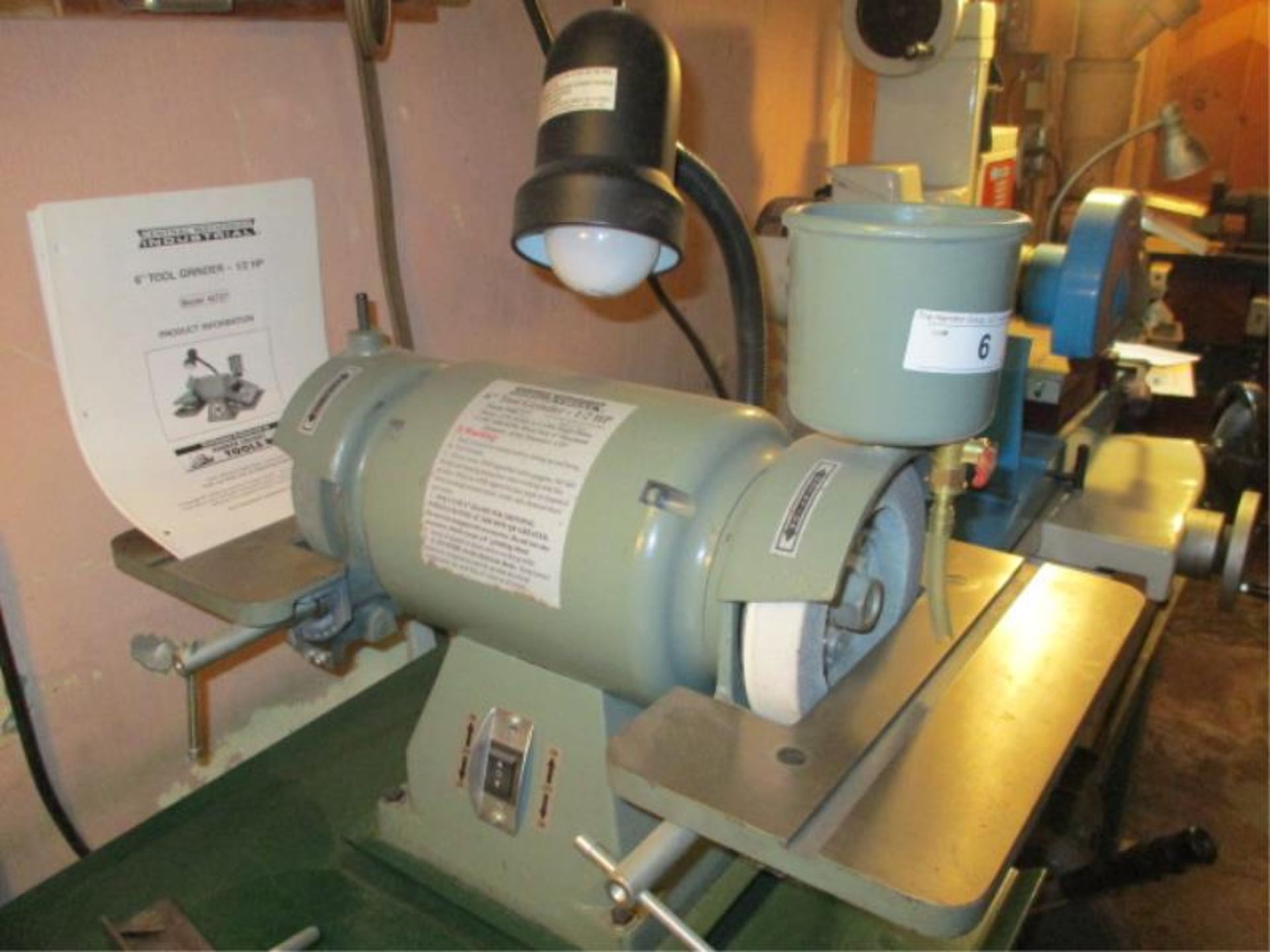 Tool Grinder, 6", 1/2 HP, By Central Machinery Industrial, Item #46727, Single Phase, 6" Max.