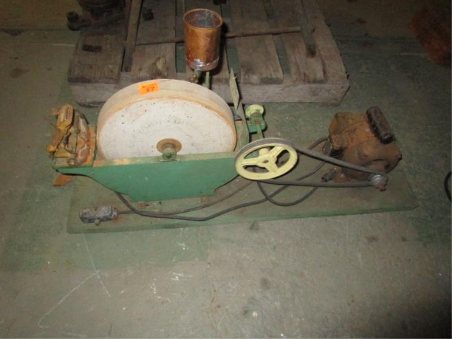 Old Grinding Wheel with electric motor, 13" stone