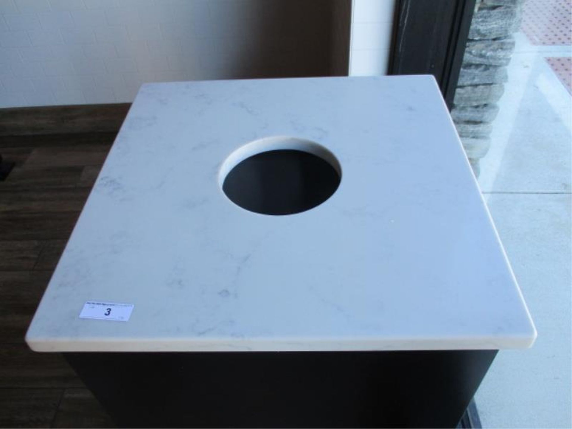 Trash Receptacle w/ White Marble Top - Image 3 of 5