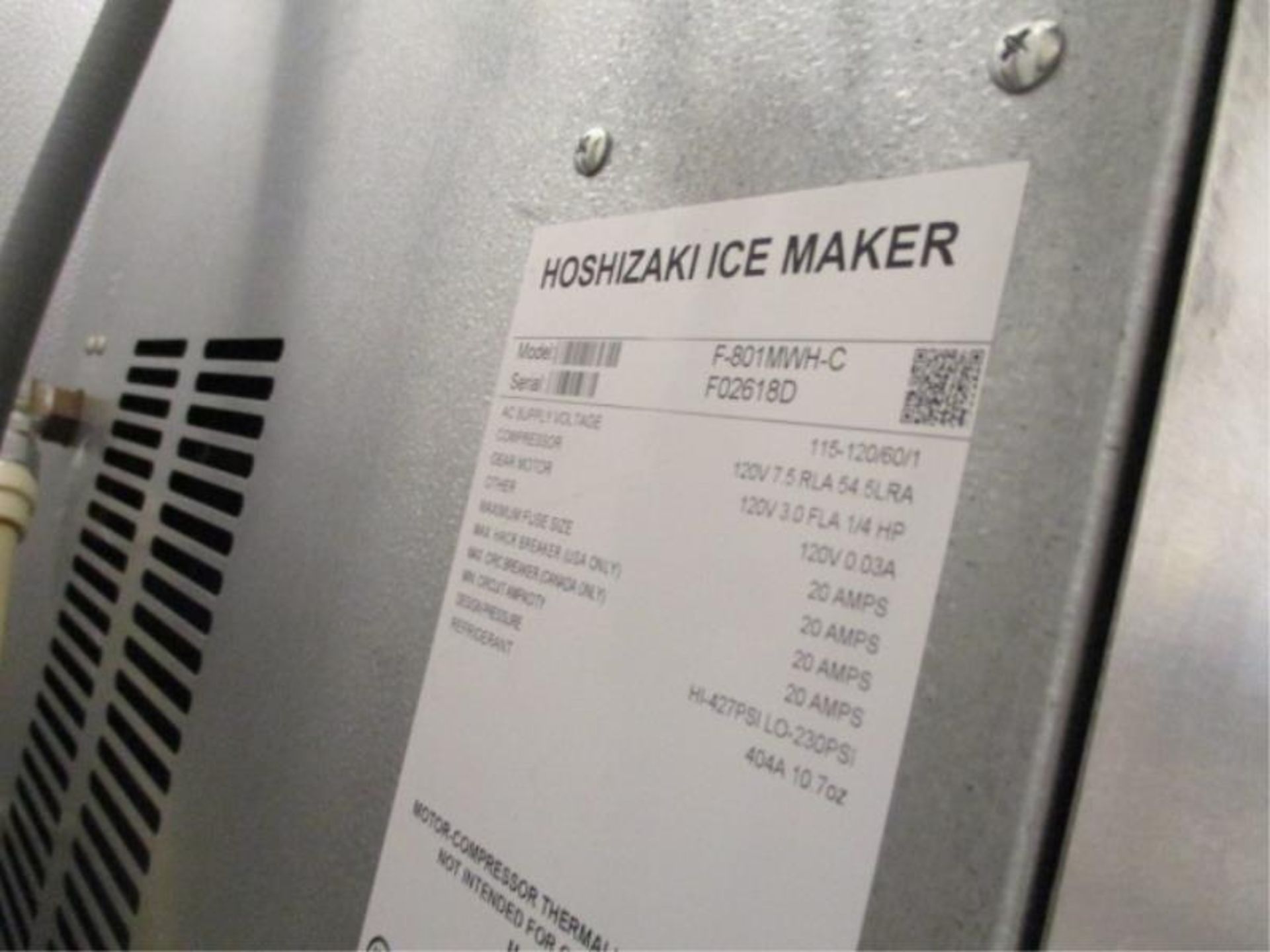 Hoshizaki Ice Machine, Model: F801MWJ-C, SN: F02618D, w/ Bucket & Scoop - Bild 2 aus 4