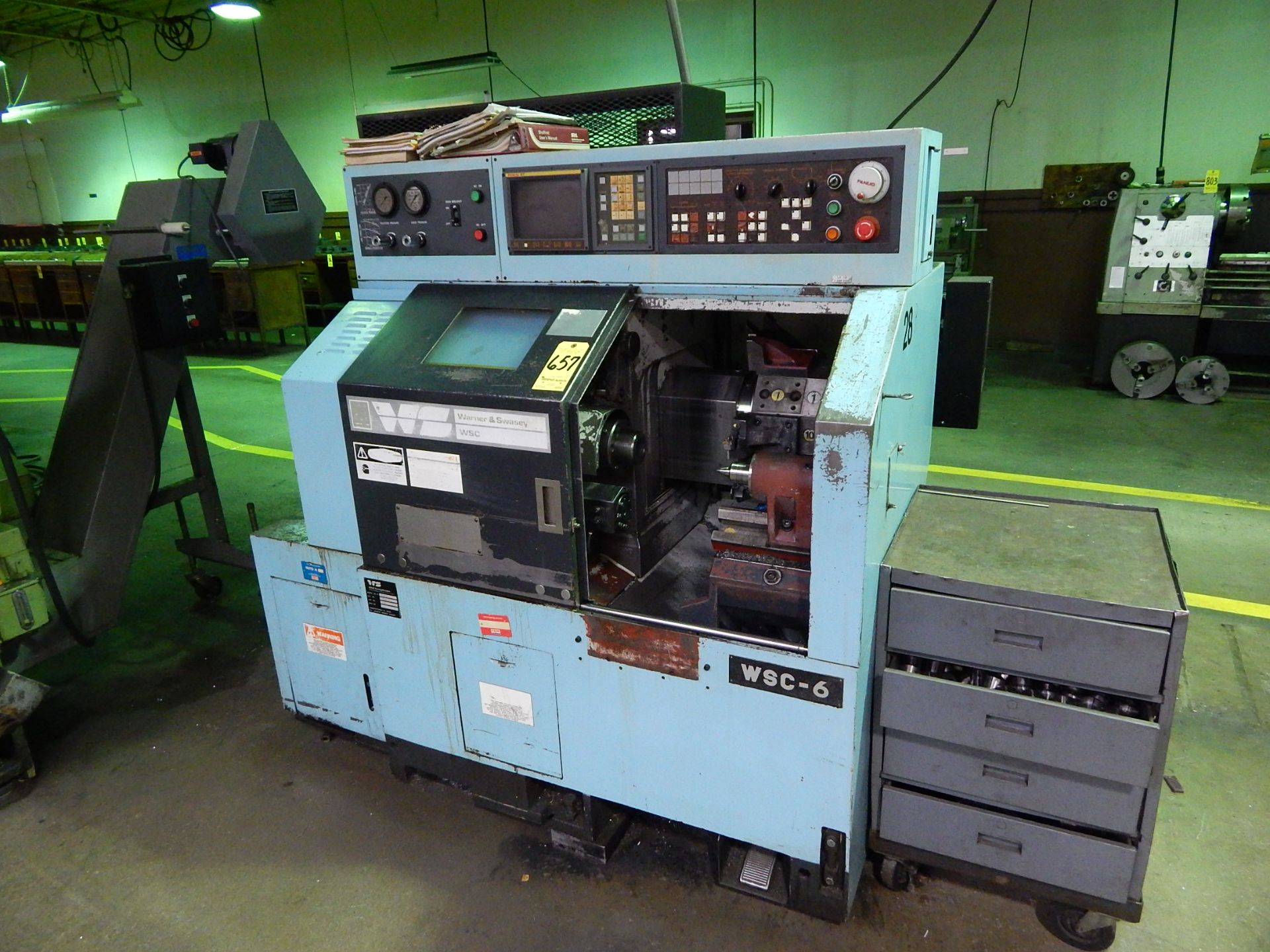 Warner & Swasey Model WSC-6 CNC Turning Center, s/n 1488326, Fanuc 0-T CNC Control, 1.85 In. - Image 3 of 8