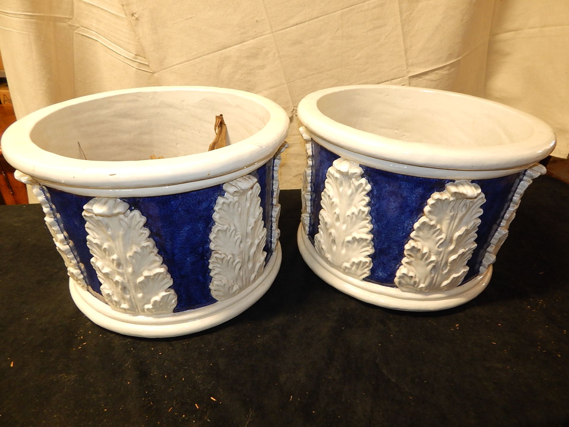 (2) Acanthus-Leaf Urns, 12" Tall, matched pair