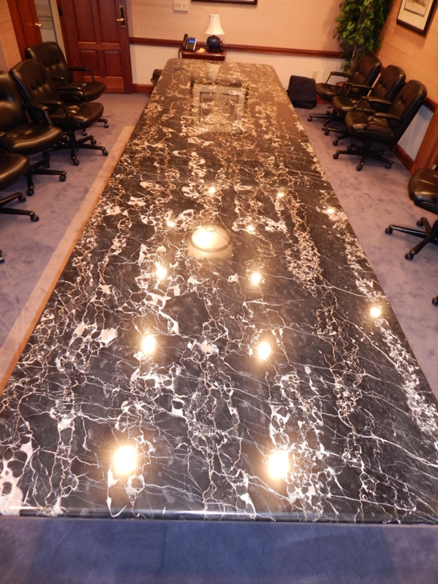 Marble Topped Conference Room Table, 4'6" x 18' with 2 additional 6' extensions - Image 3 of 3