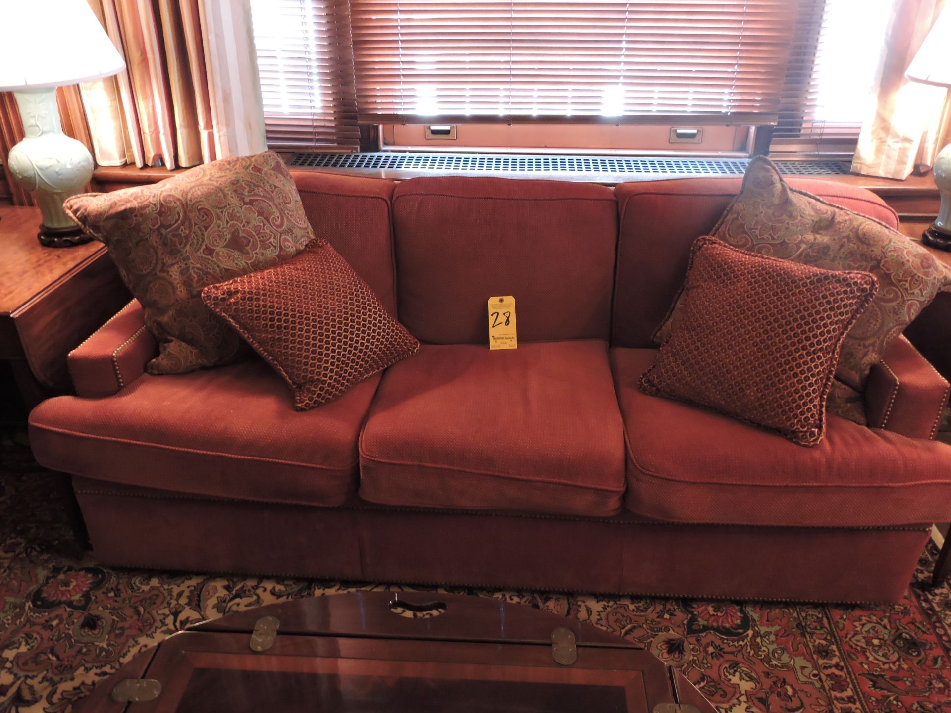 "Unique Furniture" (Cincinnati, OH) 3 Section Sofa with Brass Tacking