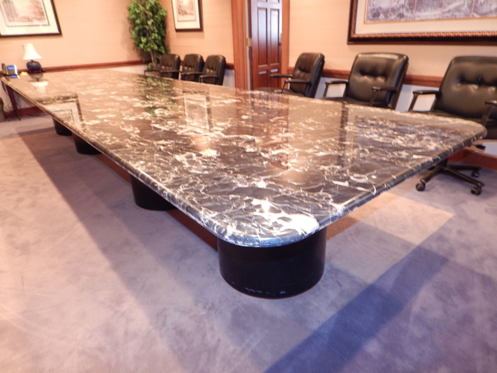 Marble Topped Conference Room Table, 4'6" x 18' with 2 additional 6' extensions