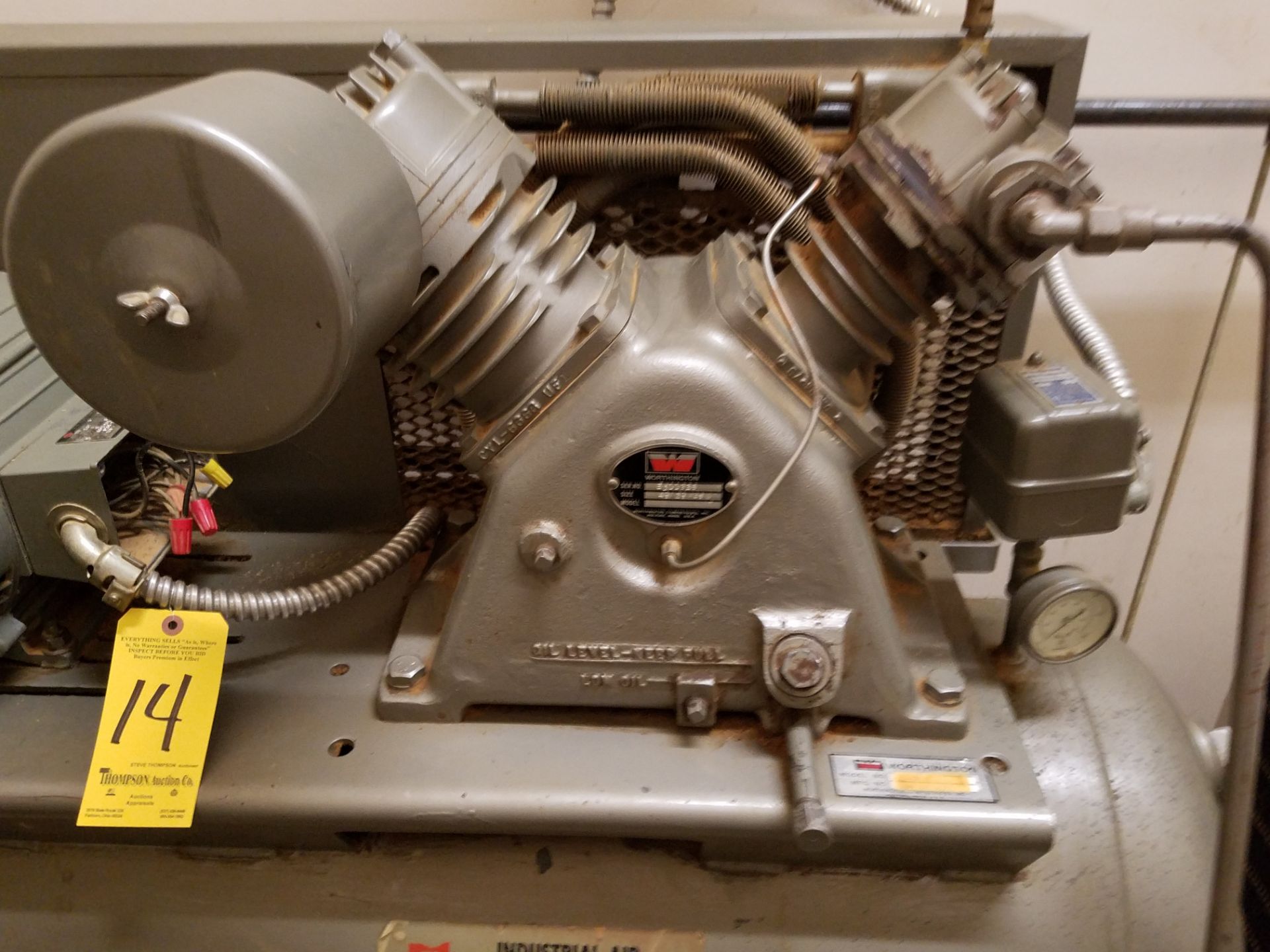 Worthington PremAir 7 1/2 HP Horizontal Air Compressor Model 5ED8 s/n HW-EDY-A100, 80 Gallon Tank - Image 3 of 6