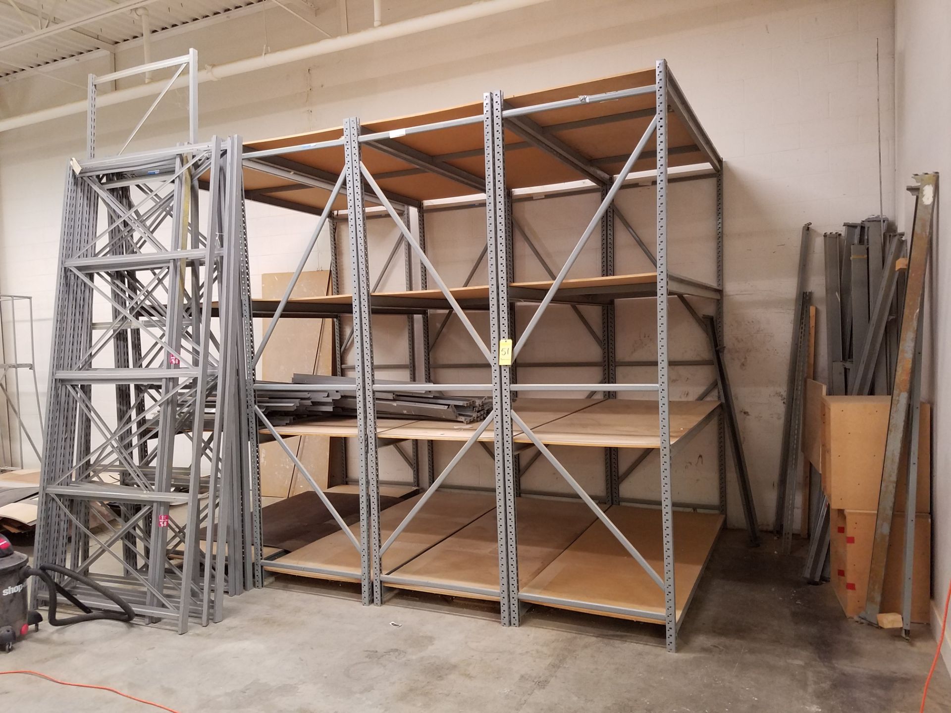 (4) Shelving Units, 36 in Deep x 96 in Wide x 10 ft. High, Additional Shelving Parts