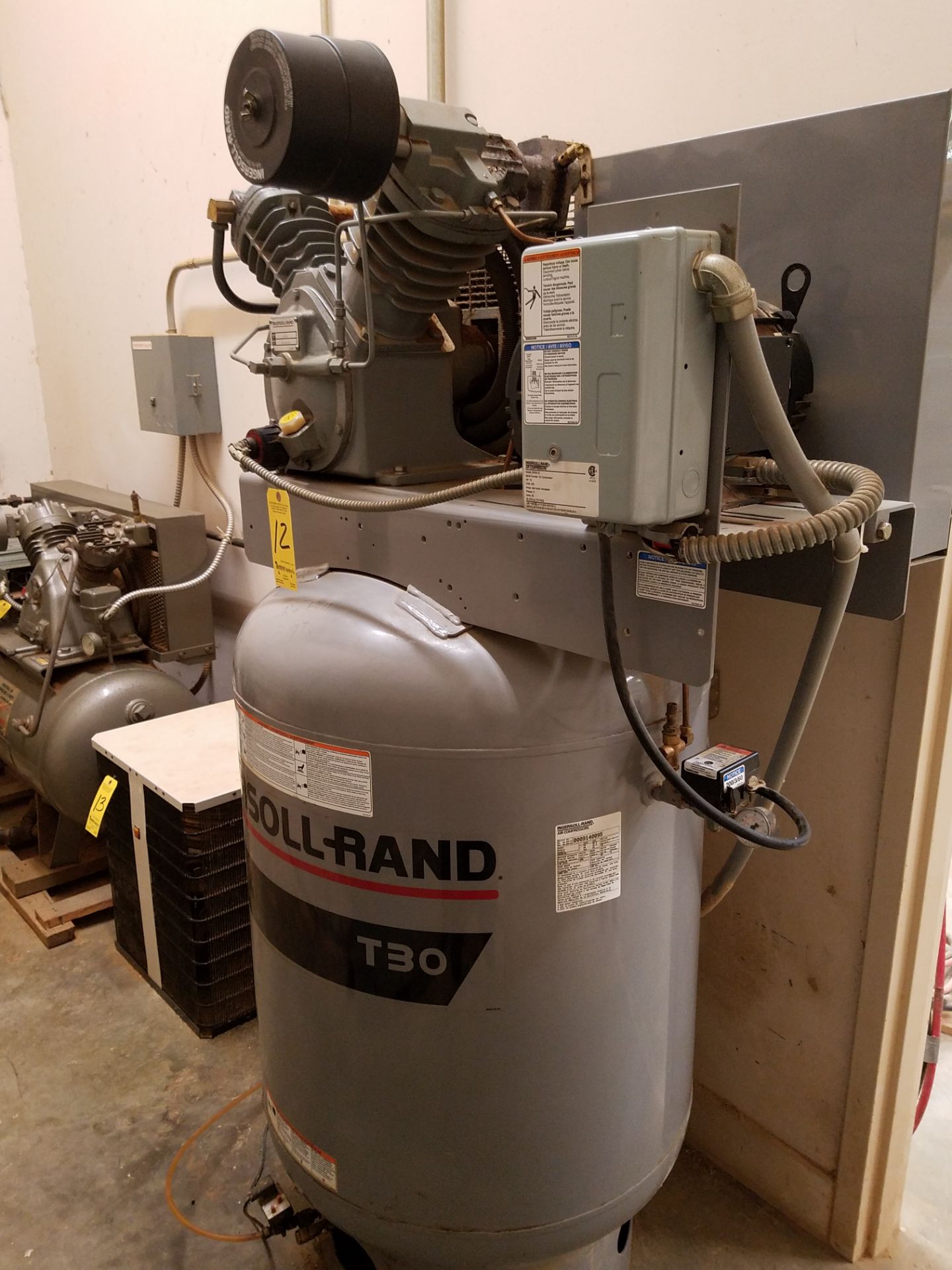 Ingersoll Rand T30 2-Stage Air Compressor, 120 Gallon Vertical Tank, 10 HP, 3 PH, 230v, $100 Loading