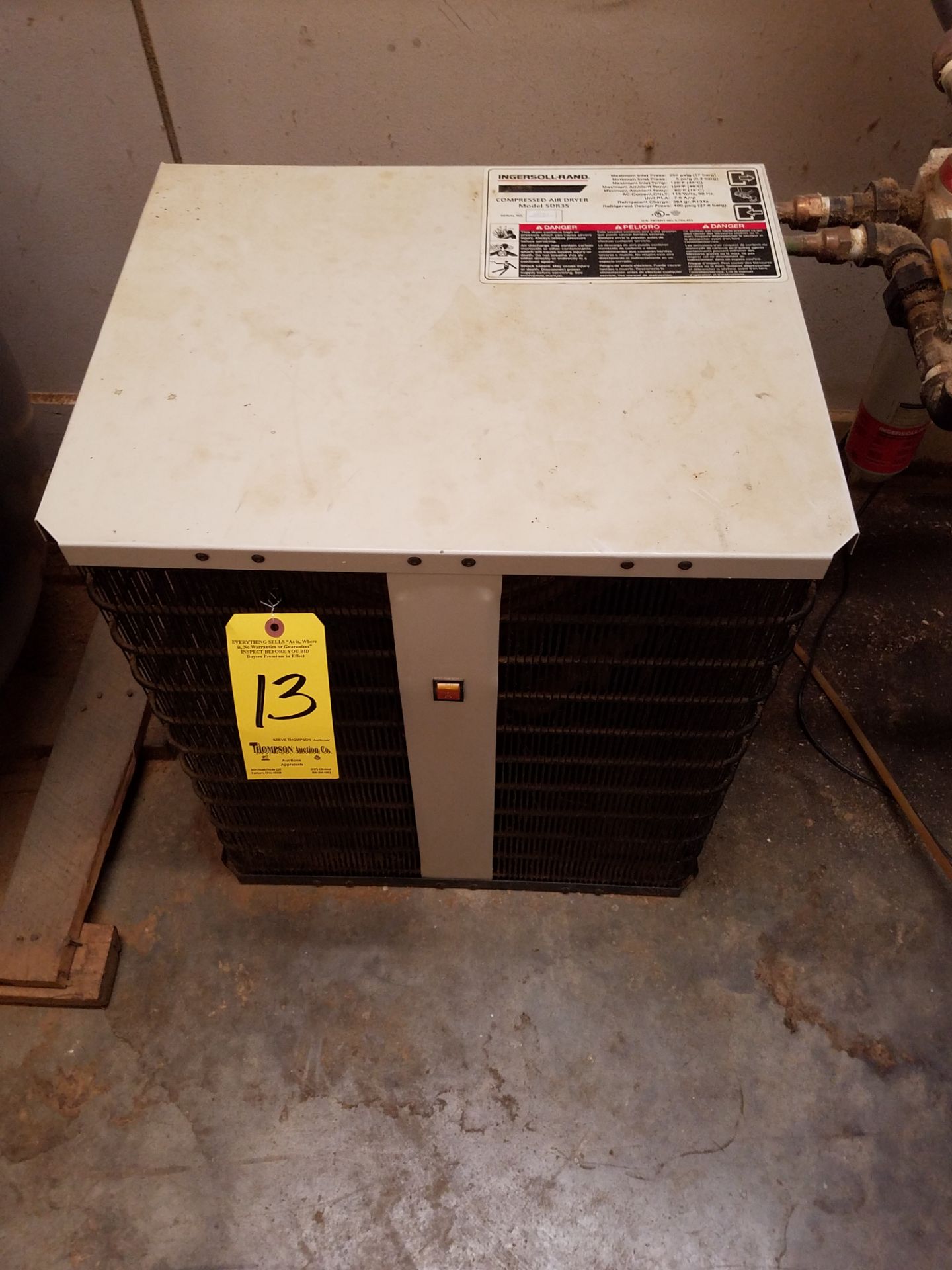 Ingersoll Rand Compressed Air Dryer, Model SD R 35, s/n 00HSDRA3416, $100 Loading Fee