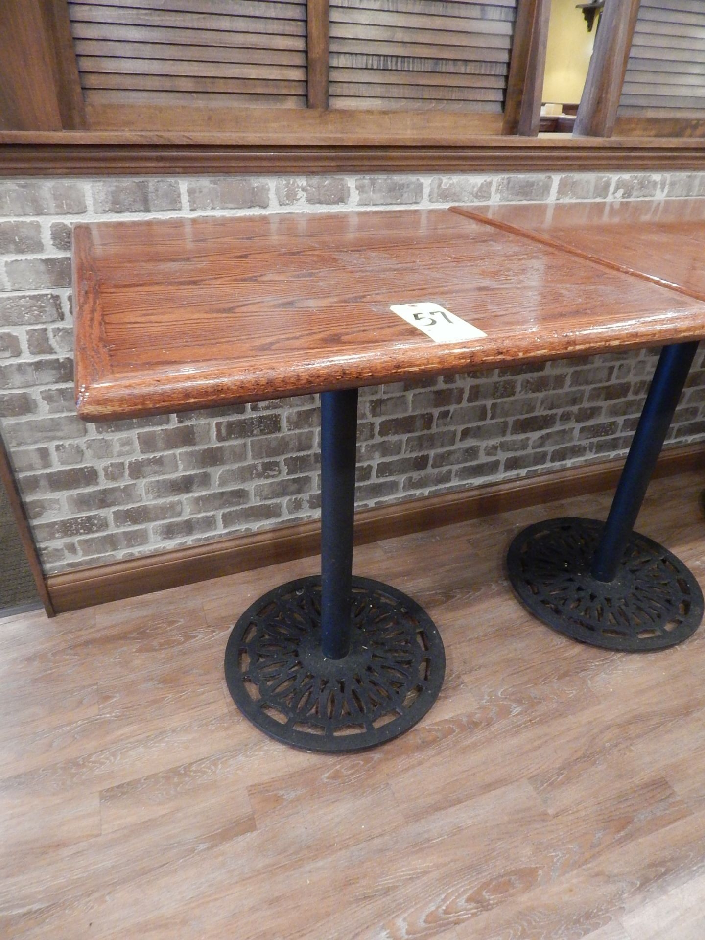 Square Wood-Top High Top Table with Cast Iron Pedestal Base