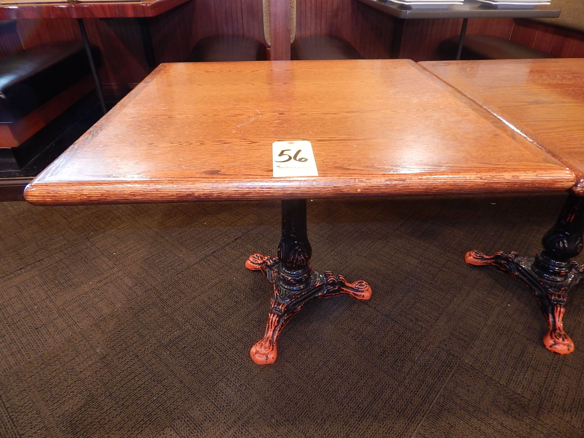 Square Wood-Top Table with Cast Iron Claw Foot Pedestal Base, 36" x 36"