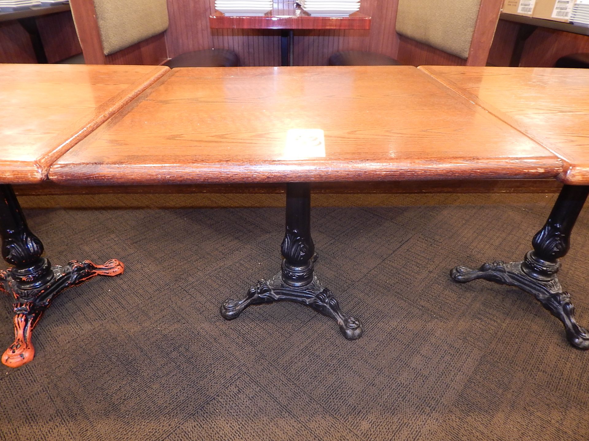 Square Wood-Top Table with Cast Iron Claw Foot Pedestal Base, 36" x 36"