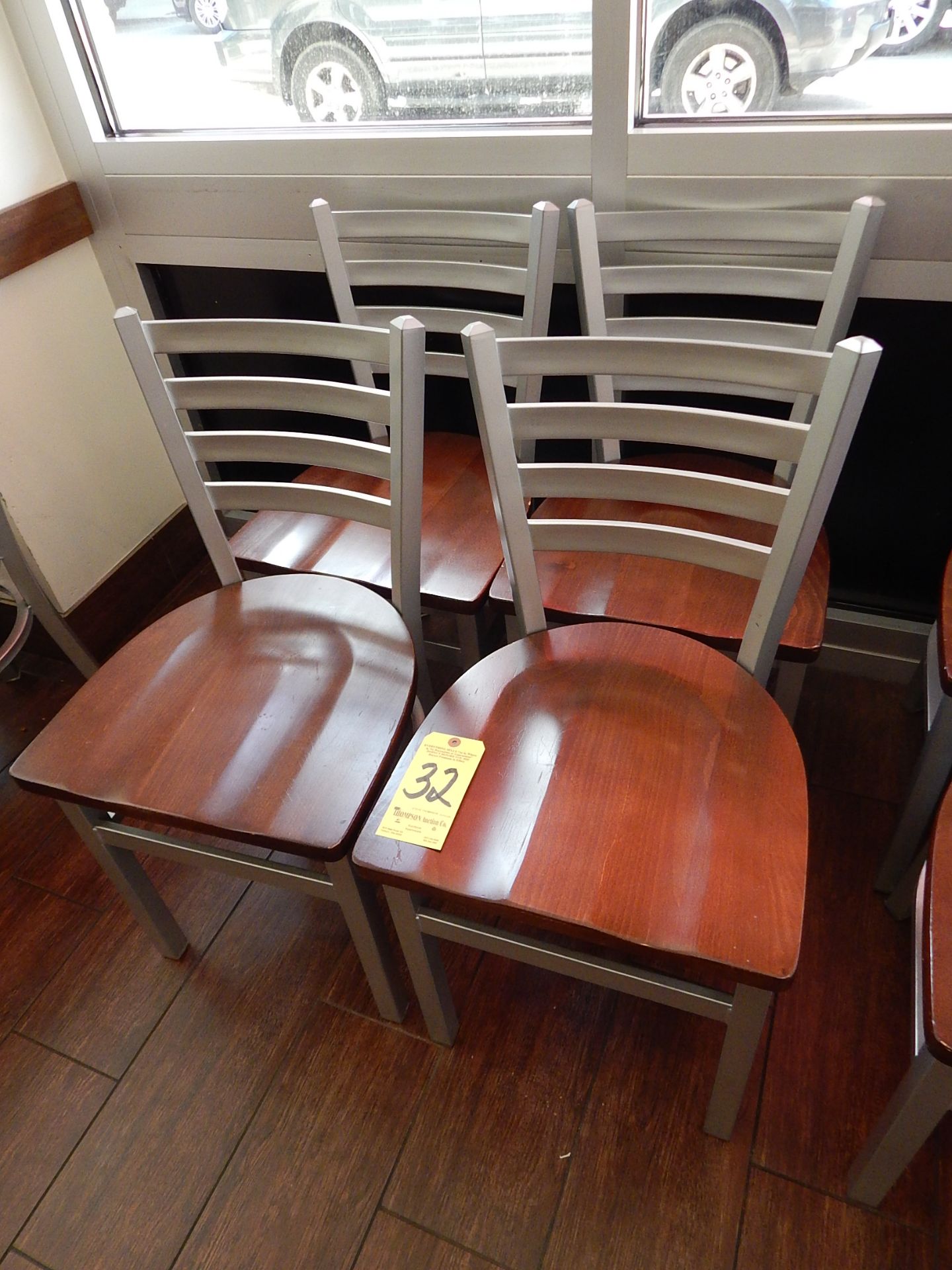 (4) Metal Frame Chairs with Wood Seats