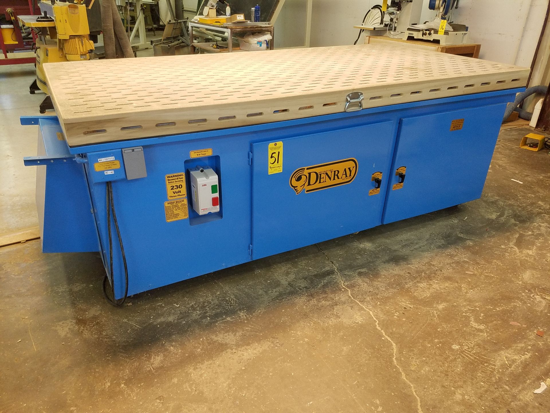 Denray Model 9600 4 ft x 8ft Downdraft Table, s/n 474965, 3 HP, 230 v, 3 Ph, New in 2016, Loading - Image 2 of 5