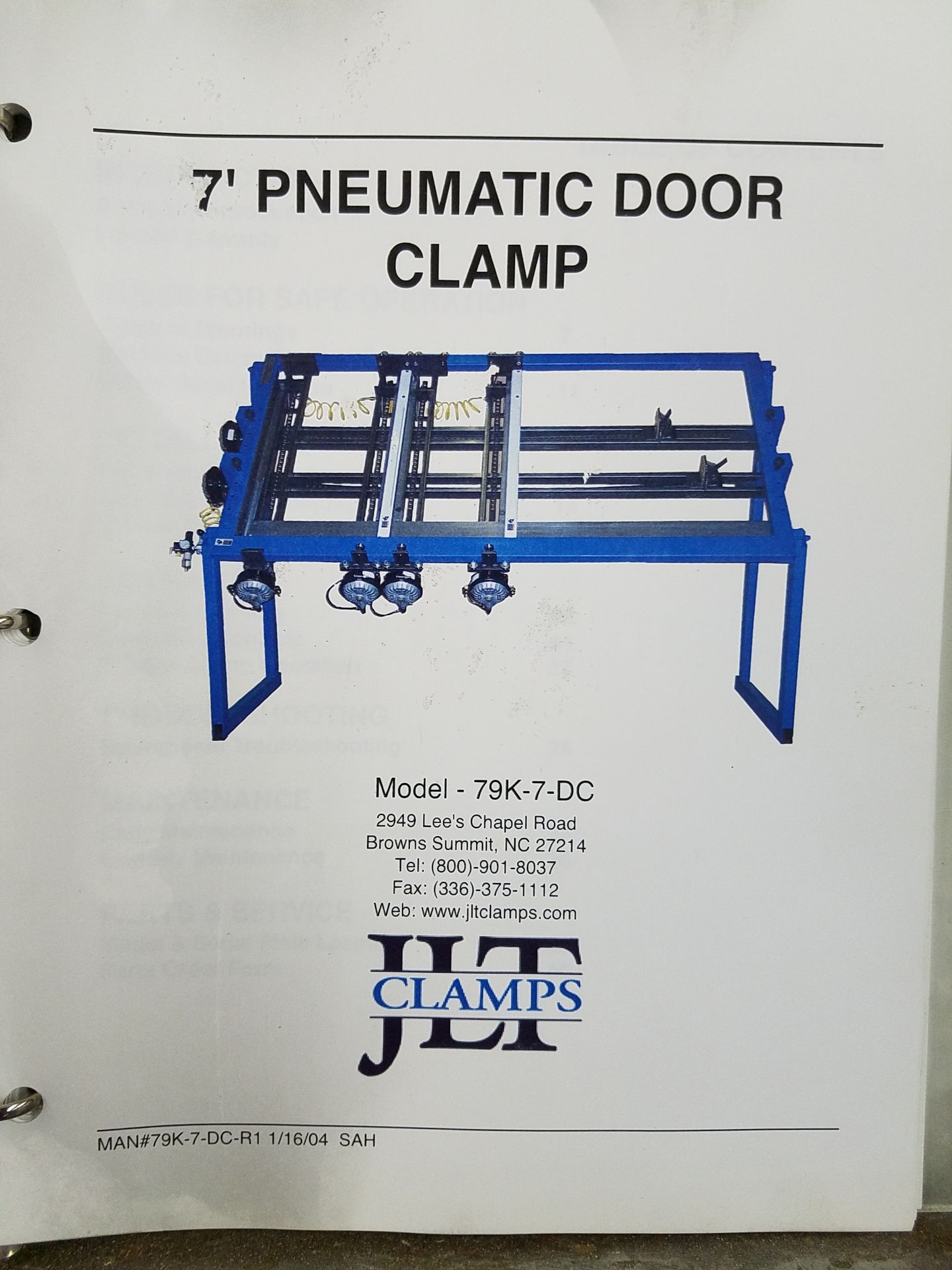 James L Taylor JLT Pneumatic Cabinet Clamp Model 79K-7-DC Pneumatic Door Clamp, (4) Vertical - Image 4 of 7