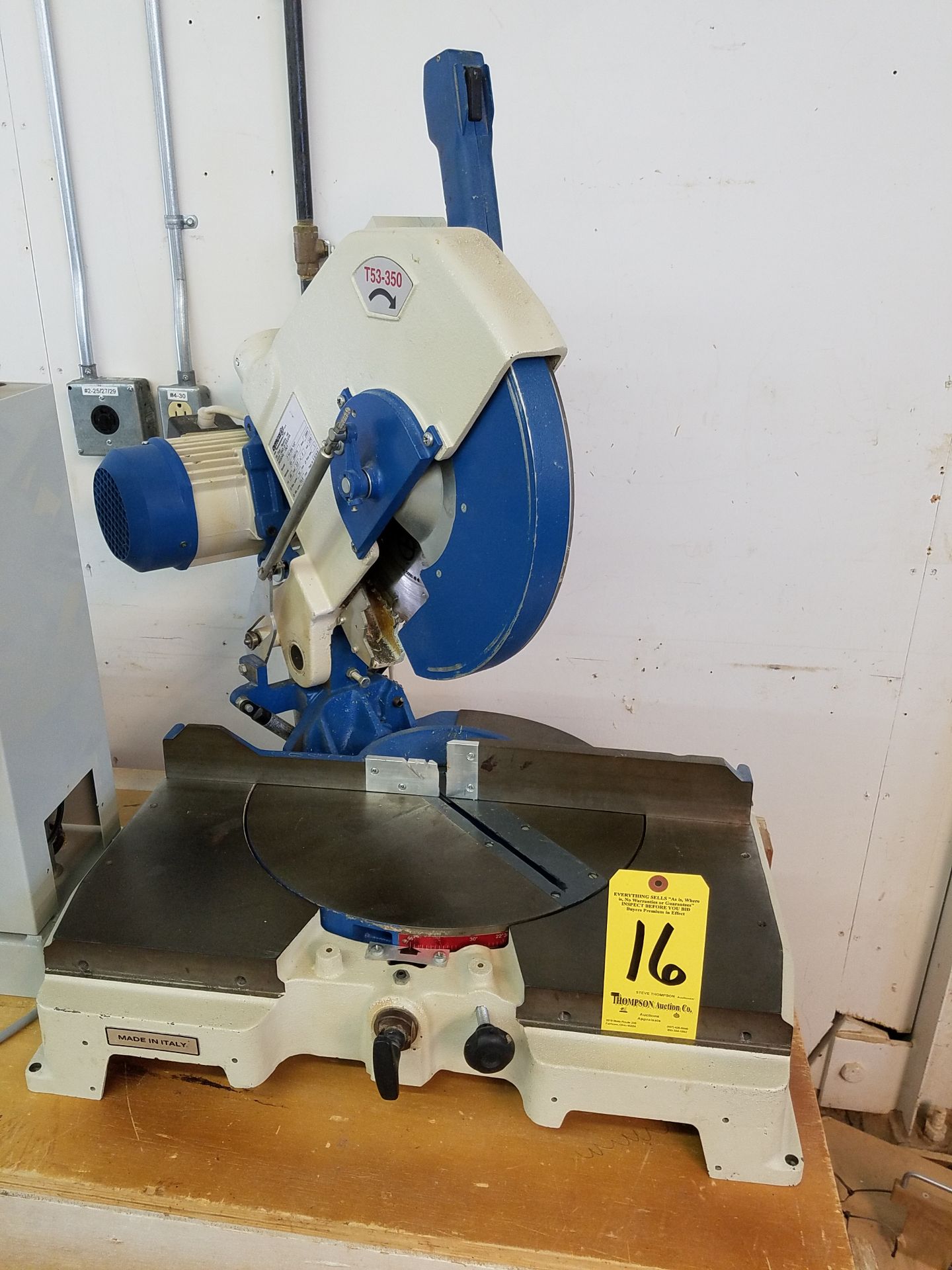 OMGA Model T53-350 14 in Compound Miter Saw, 220 3 Phase, $25 Loading Fee