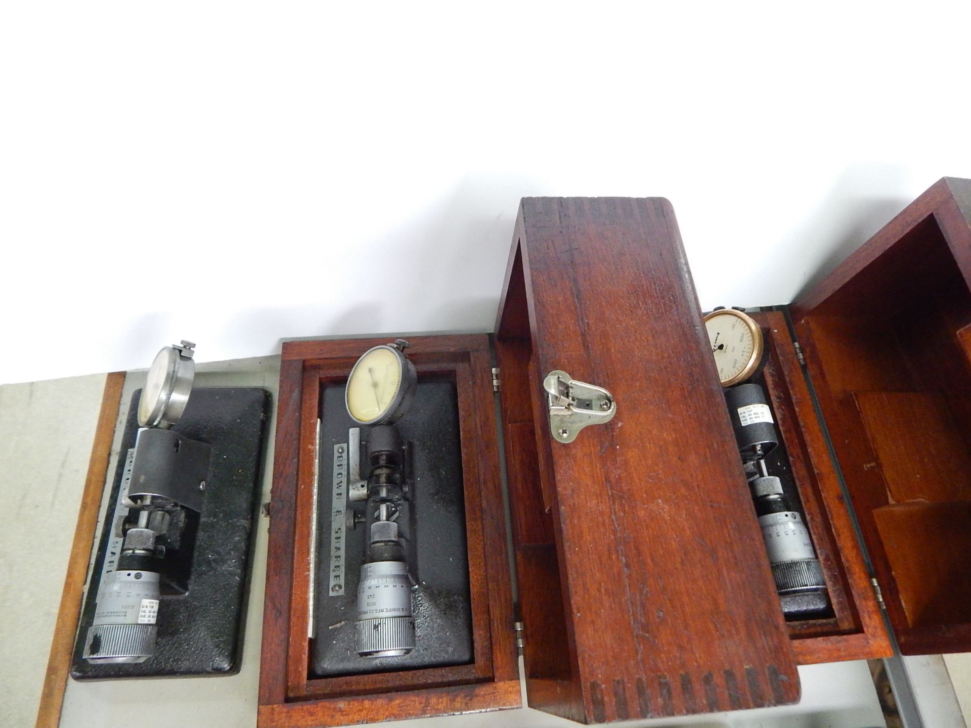 (3) Brown & Sharpe Dial Indicator Bench Micrometers with Cases
