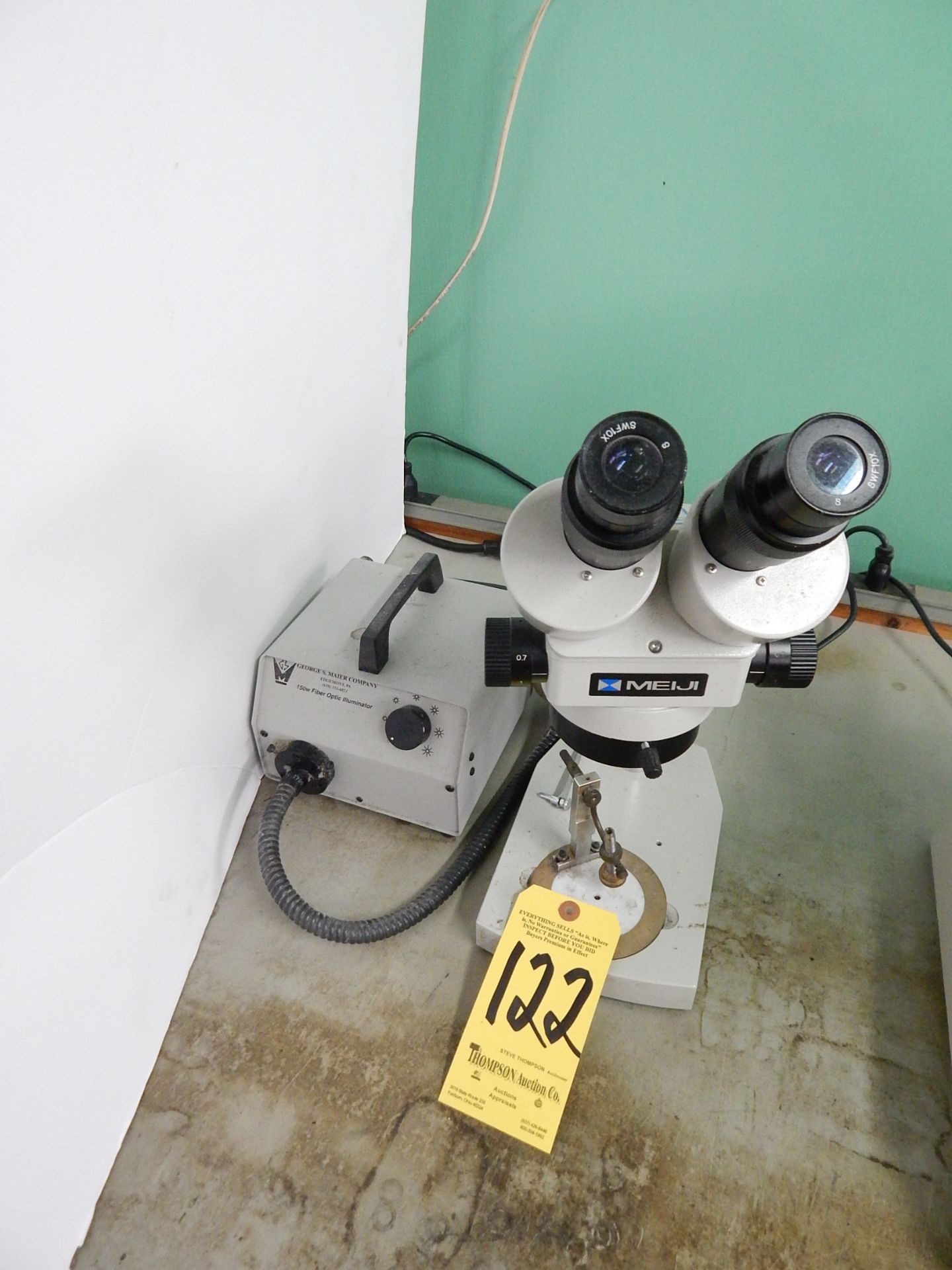 Meiji Model EMZ Toolmaker's Microscope, s/n 100026, with Maier 150W Fibre Optic Illuminator