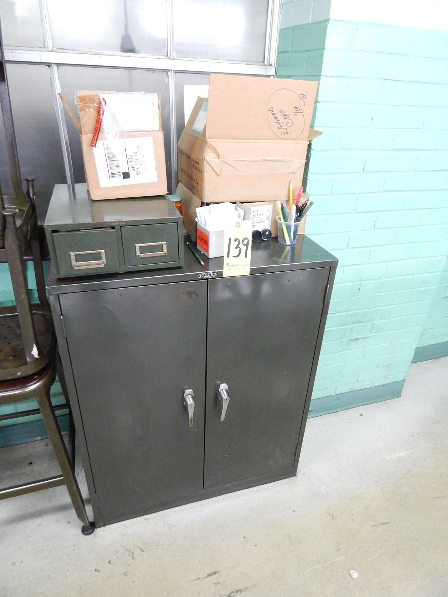 2-Drawer Metal Cabinet and Contents