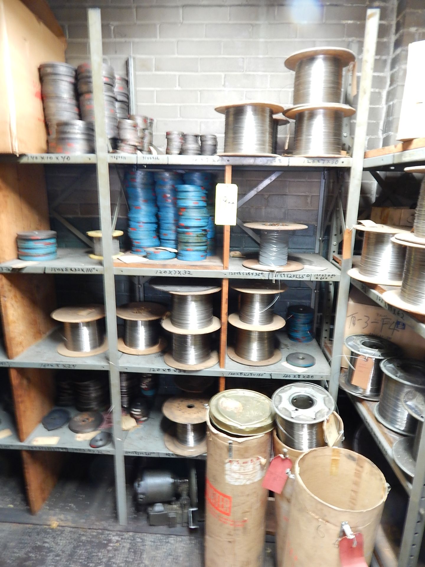 Contents of Storage Room; Wire Spools, Machine Cams, Metal Shelving, Banding Material, and - Image 2 of 3