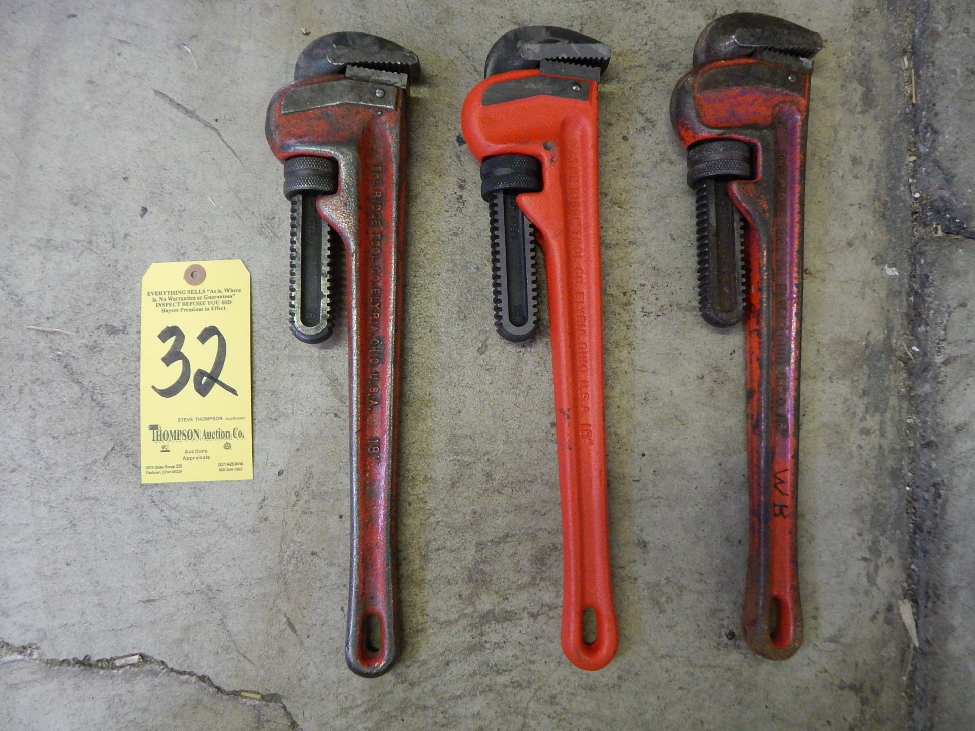 (3) 18" Steel Pipe Wrenches