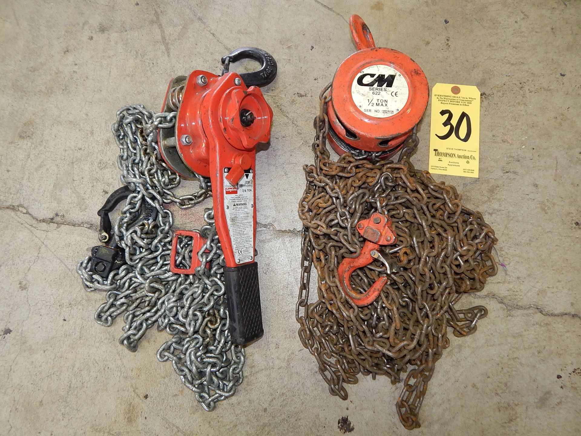 2 Ton Dayton Ratcheting Chain Hoist, CM 1/2 Ton Chain Hoist