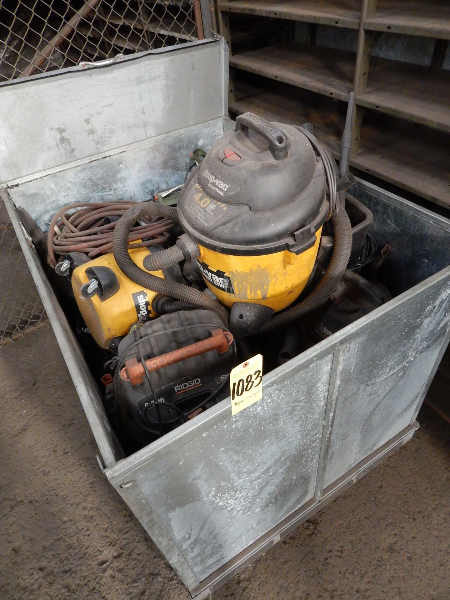 Metal Crate with Shop Vacs