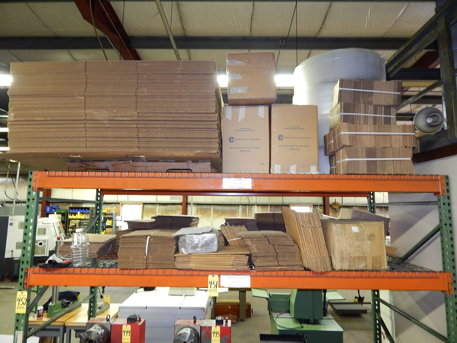 Contents of Pallet Shelving including Cardboard Boxes and Bubble Wrap