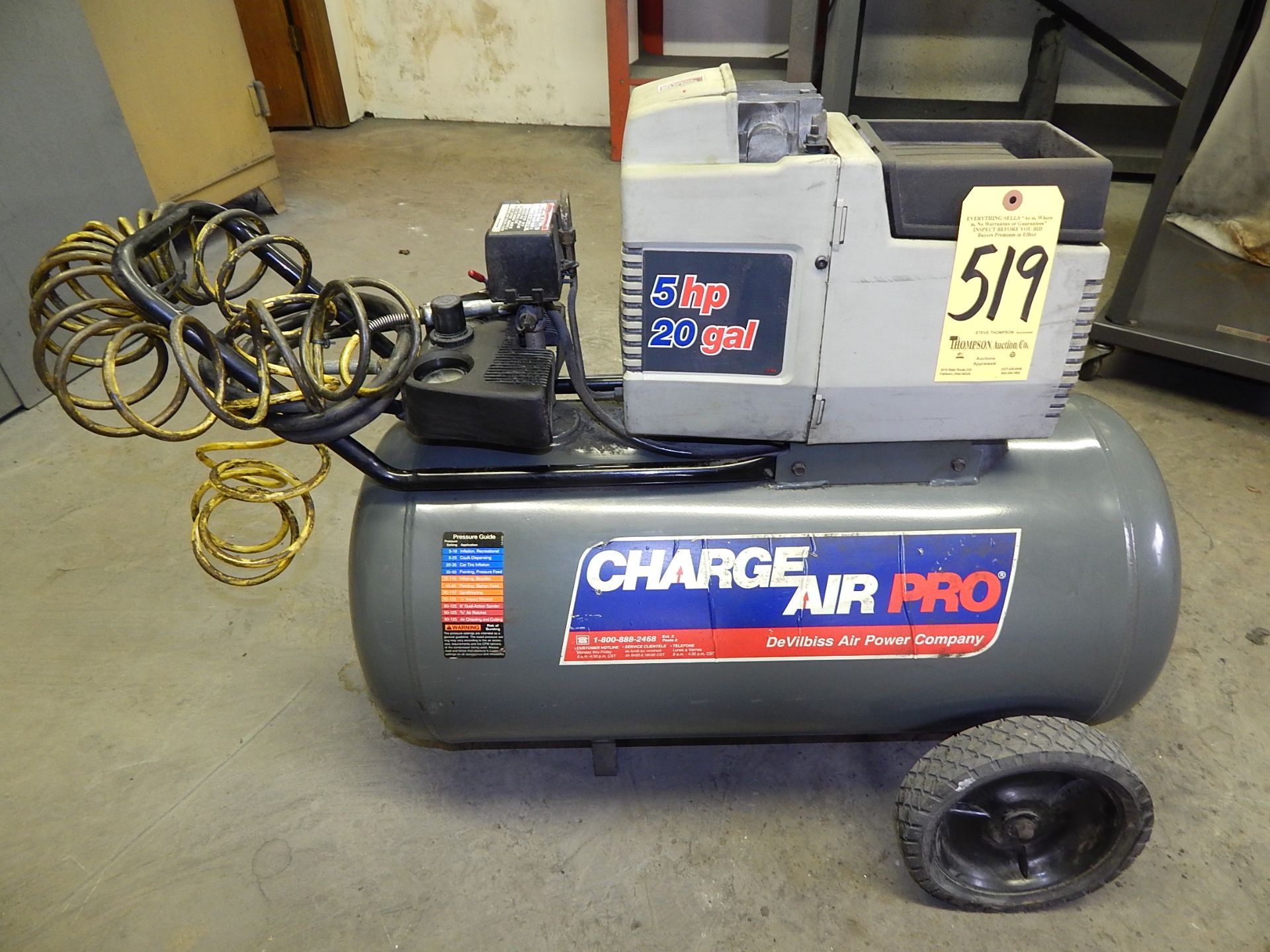 Charge Air Pro 5 HP Portable Air Compressor, 20 Gallon Tank, 110/1/60 AC Electrics