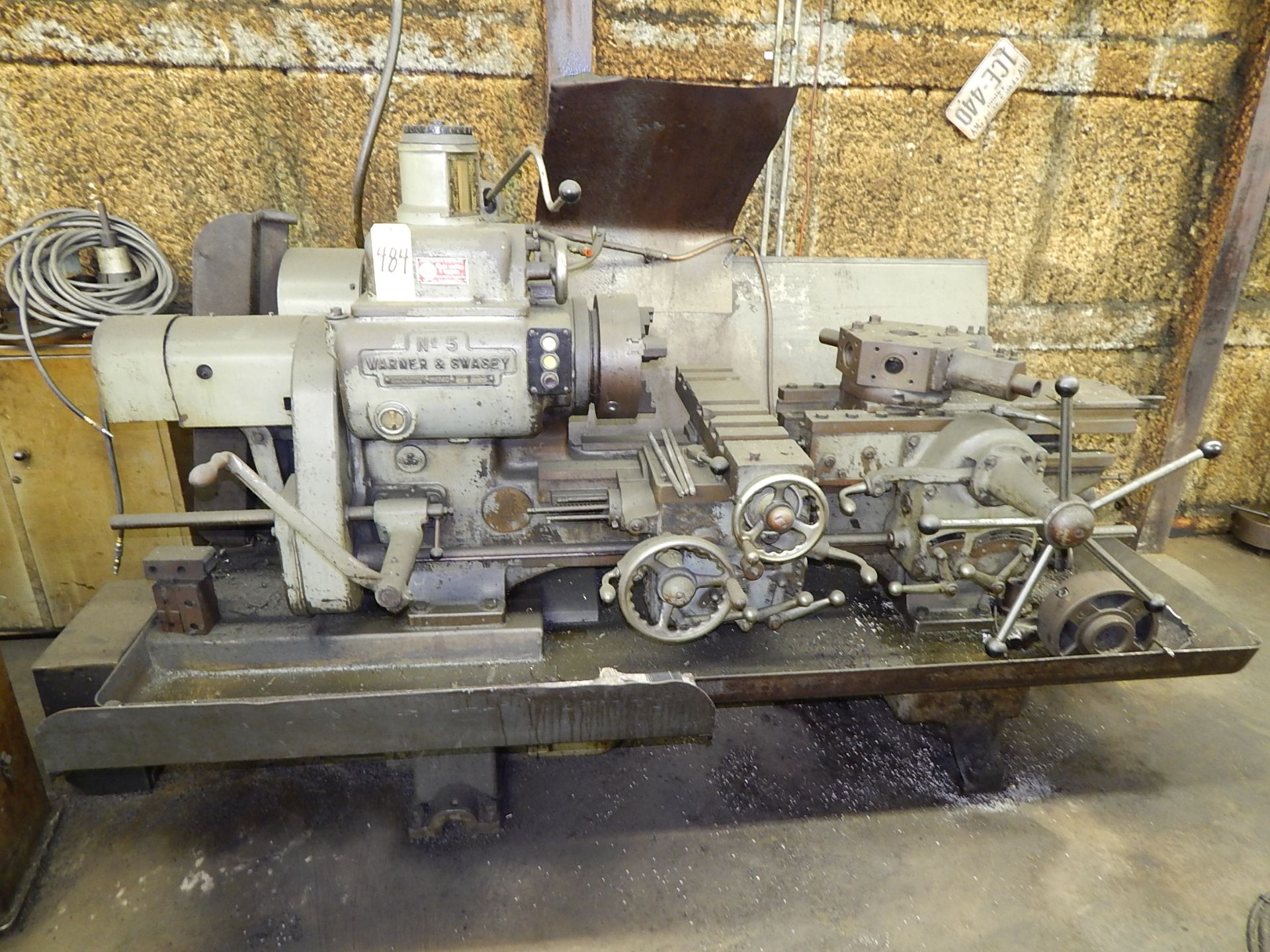 Warner & Swasey #5 Turret Lathe, s/n 622965, Model M-1740, 12 In. 3-Jaw Chuck, 4 Way Tool Post,