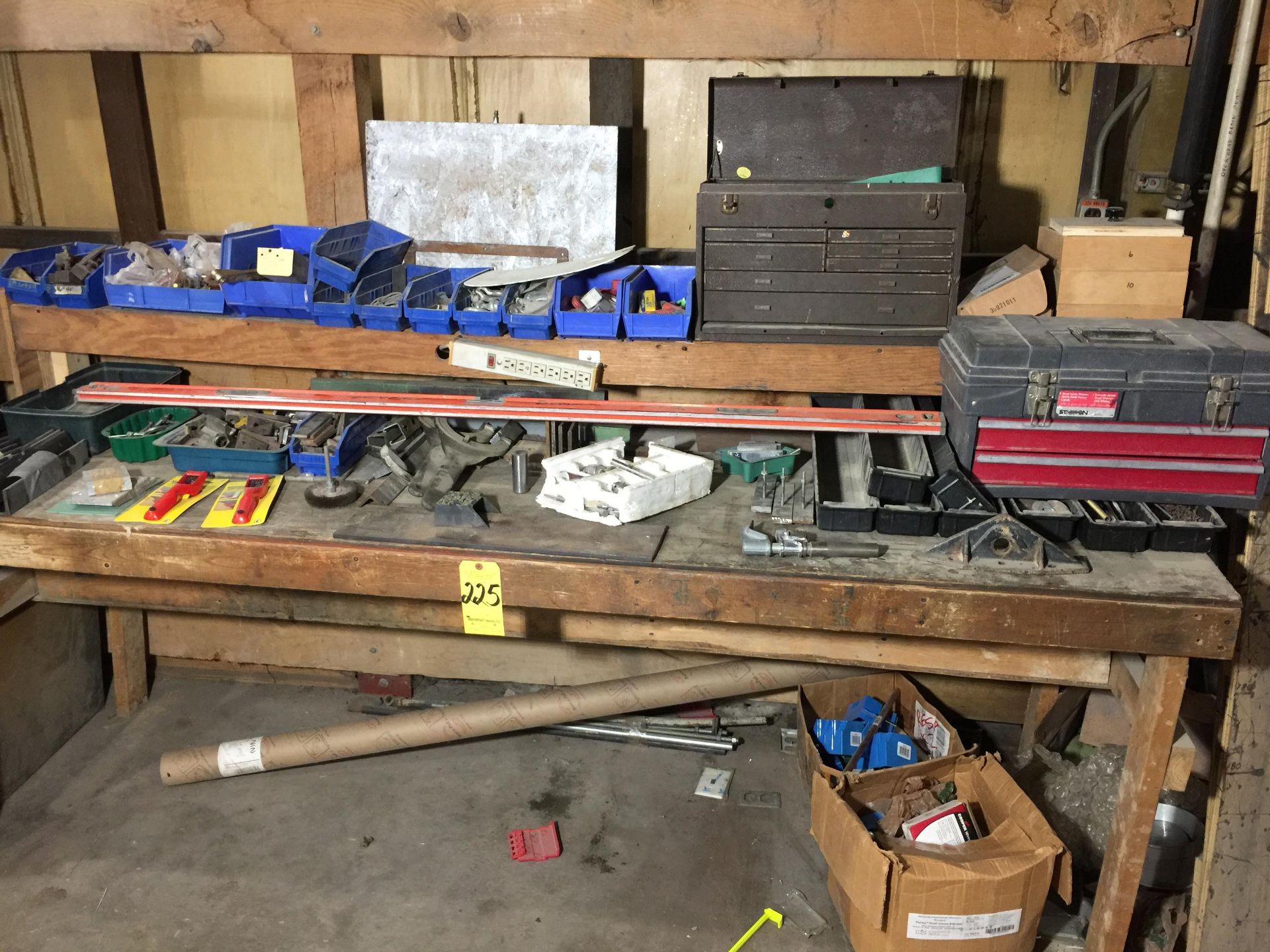 Wood Table & Contents, Tool Boxes, Angle iron, Clamps