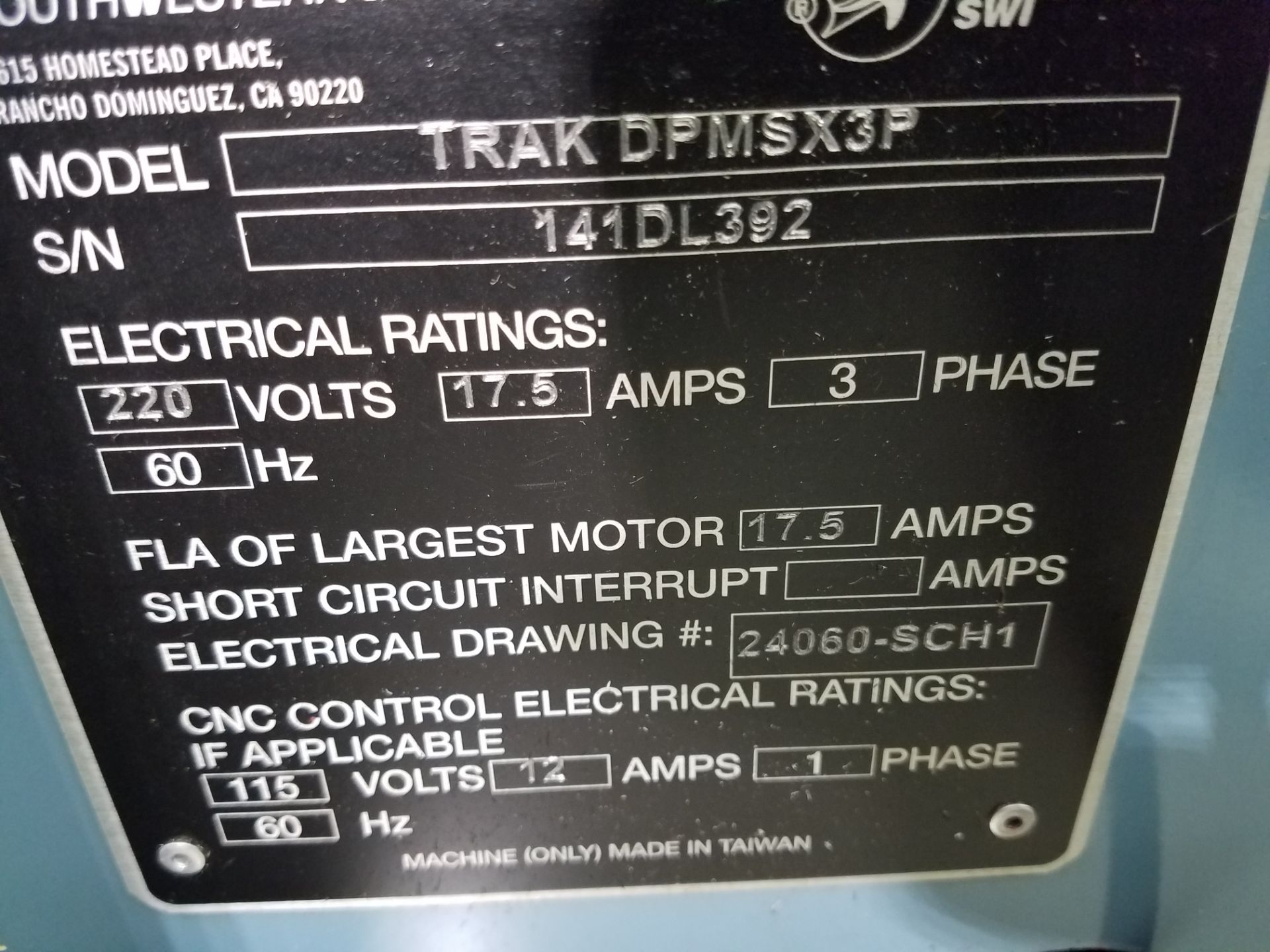 SWI Prototrak Model DPM-SX3P CNC Bed Mill, s/n 141DL392, New 2014, SMX 3-Axis Control, Power - Image 4 of 6