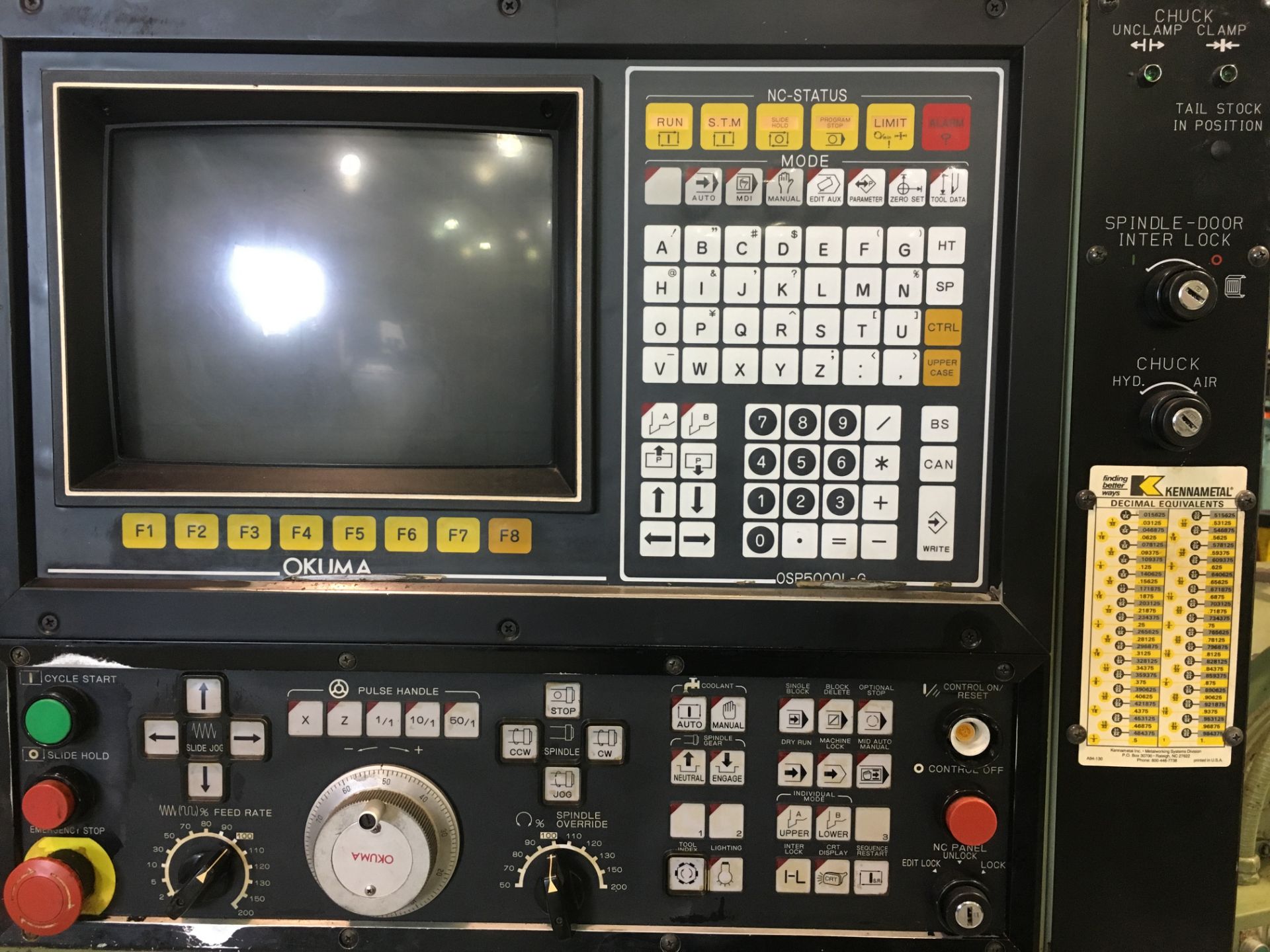 Okuma LB15 CNC Turning Center, s/n 5782, OSP-5000L CNC Control, No Tailstock, Loading Fee $200.00 - Image 2 of 3