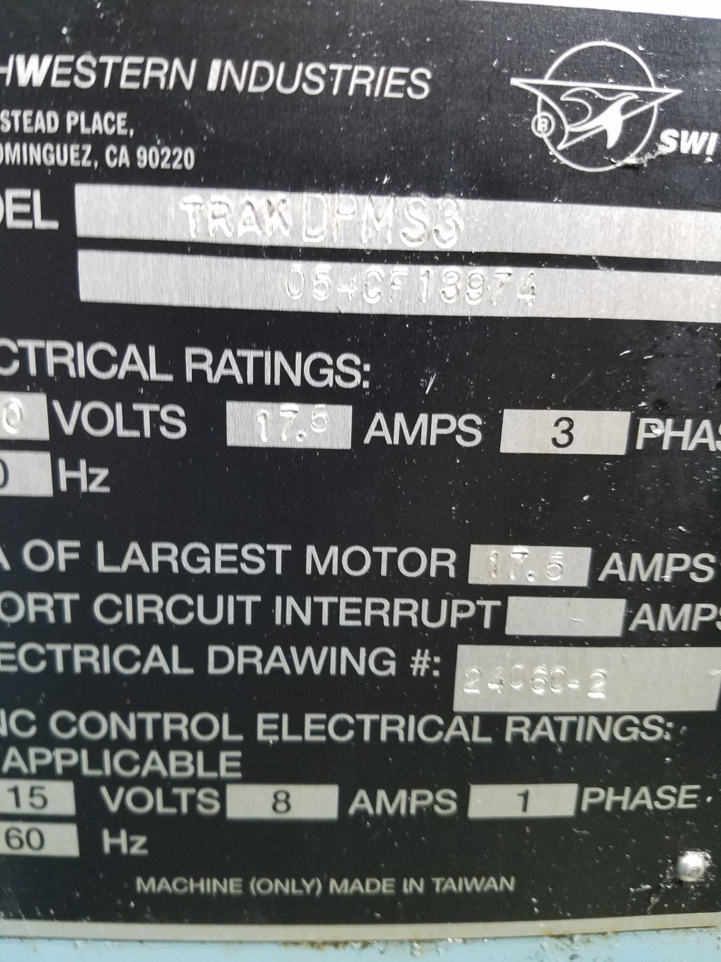 SWI Prototrak Model DPM-3 CNC Bed Mill, s/n 054CF13974, New 2005, SMX 3-Axis Control, Power Drawer - Image 5 of 6