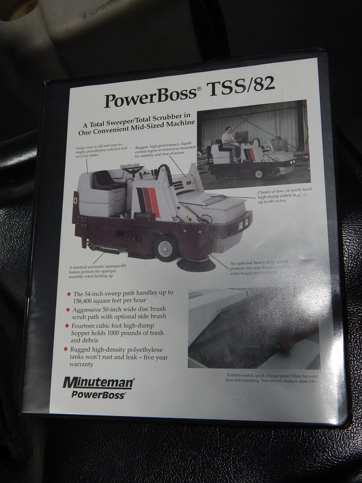 Minuteman Model TSS/82 Power Boss Ride On Floor Scrubber/Sweeper, s/n 14337064, LP, 1,486 Hours - Image 9 of 9