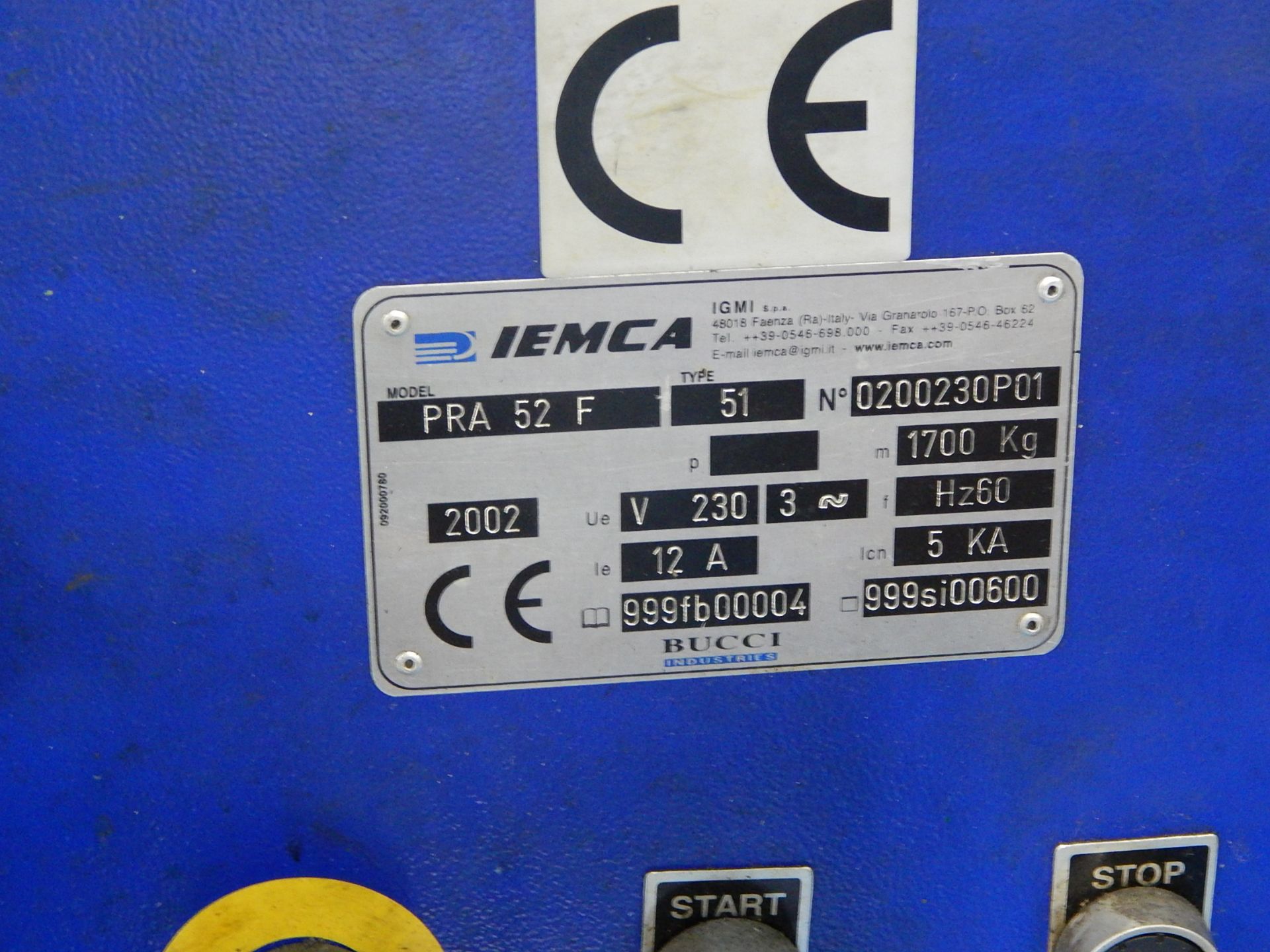 IEMCA Model PRA52F Barfeed, s/n 0200230P01 - Bild 8 aus 10